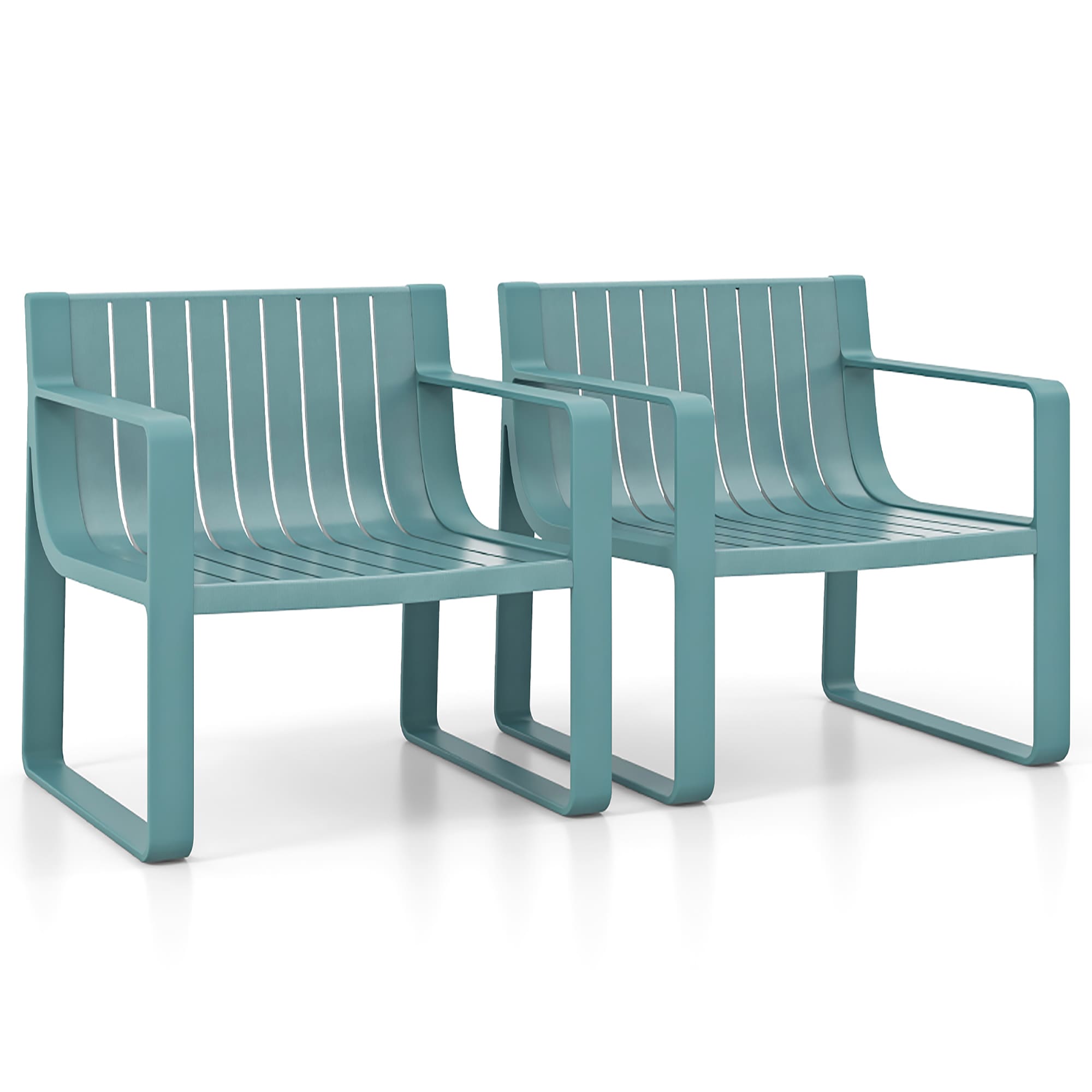 Costway HCST05779 Set of 2 Blue Polyester Frame Stationary Conversation Chair with Solid Seat