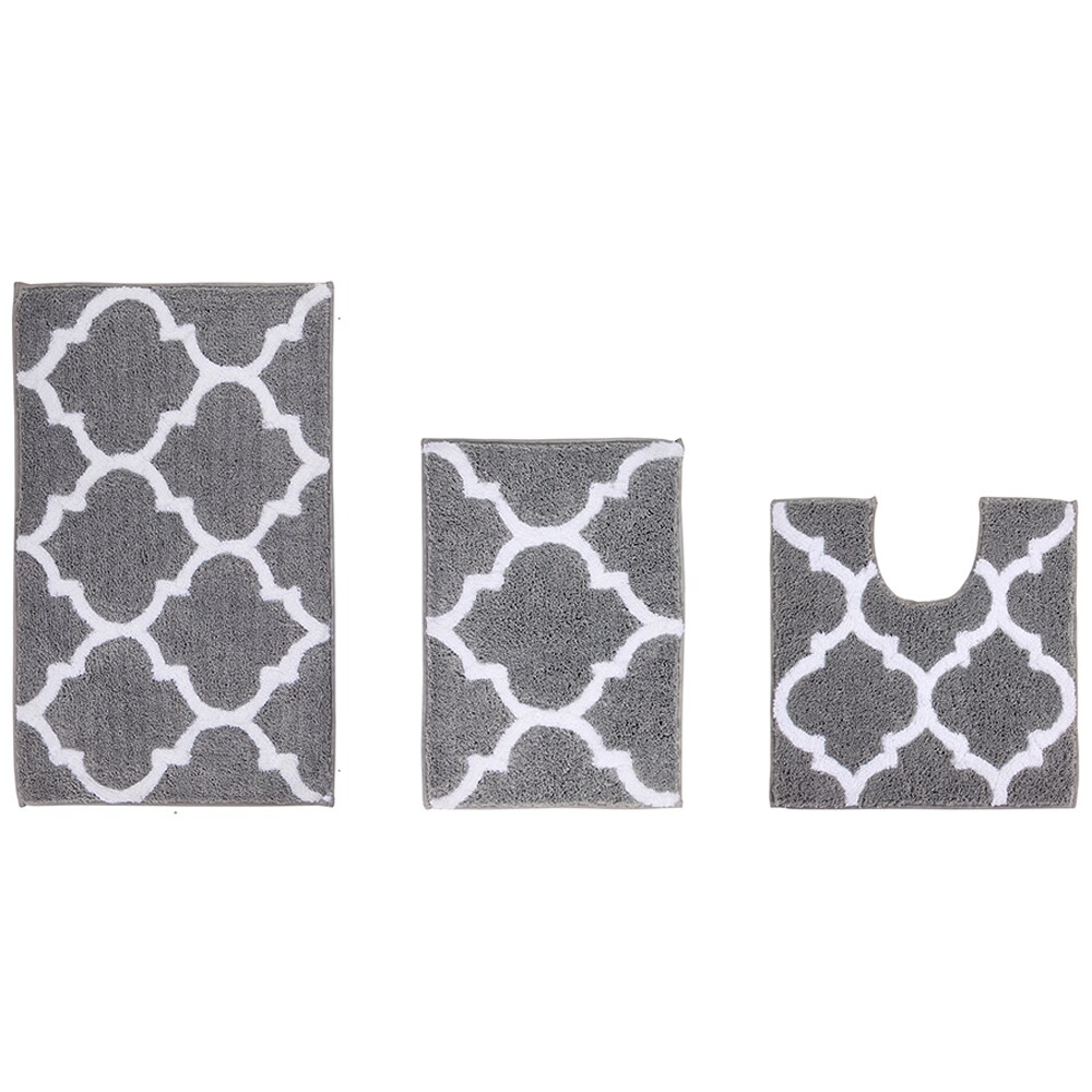 Better Trends BAMA3PC172021SI 34-Inches x 21-Inches Silver Polyester Bath rug