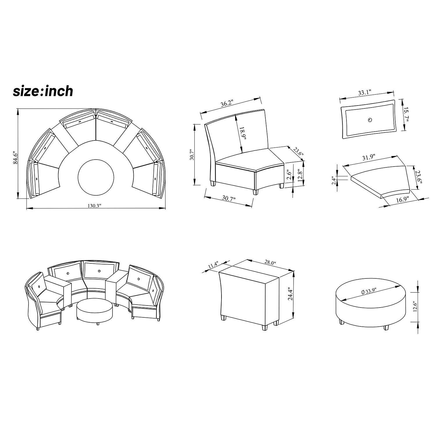 SINOFURN SYA020346GY Patio-Sofas-Daybeds - View #13