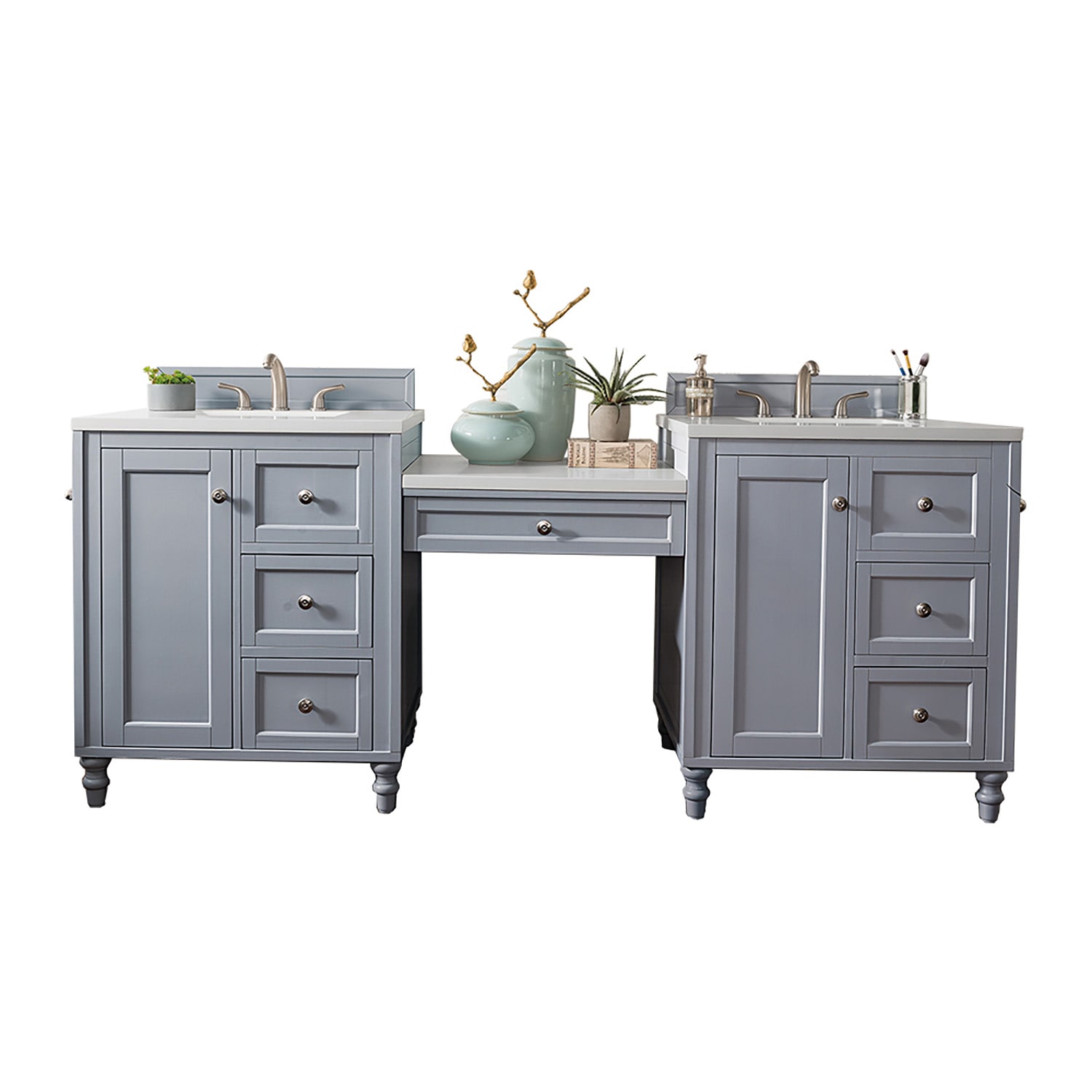 James Martin Vanities 301-V86-SL-DU-3AF Silver Gray 48-in Silver Gray Undermount Double sink Bathroom Vanity with Arctic Fall Solid surface Top