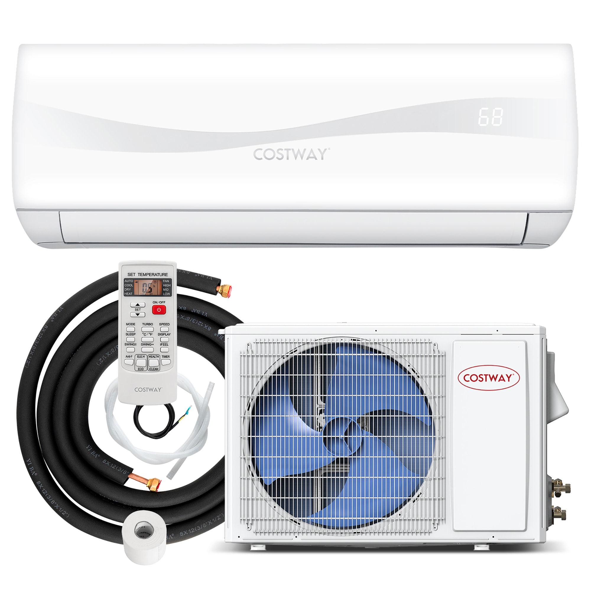 Costway LWS00232 18000-BTU 1250-sq ft 230-Volt White Through-the-Wall Air Conditioner with Heater with Remote