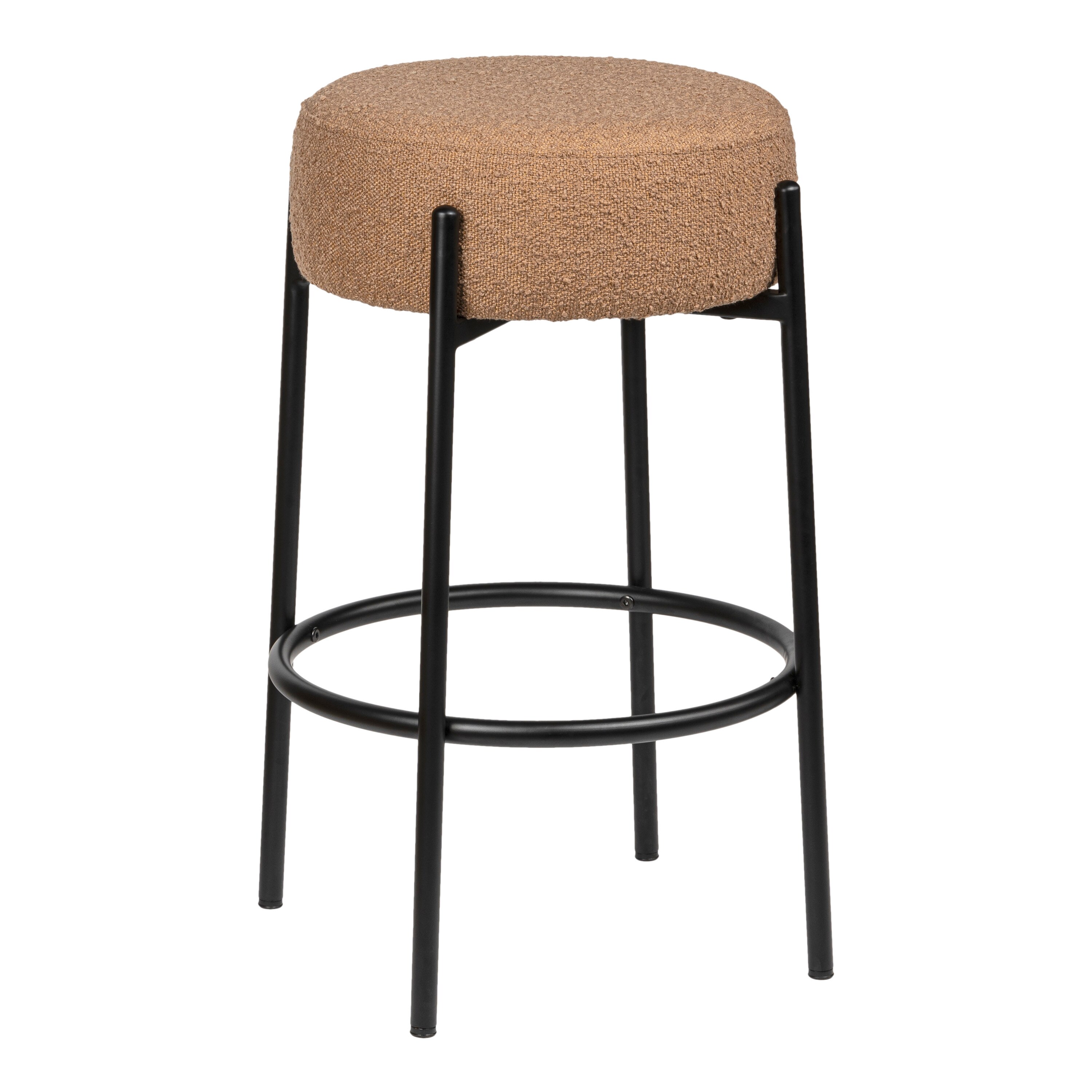 JONATHAN  Y CSL2000C Brown 25.5-in H Counter height Upholstered Stackable Metal Bar Stool