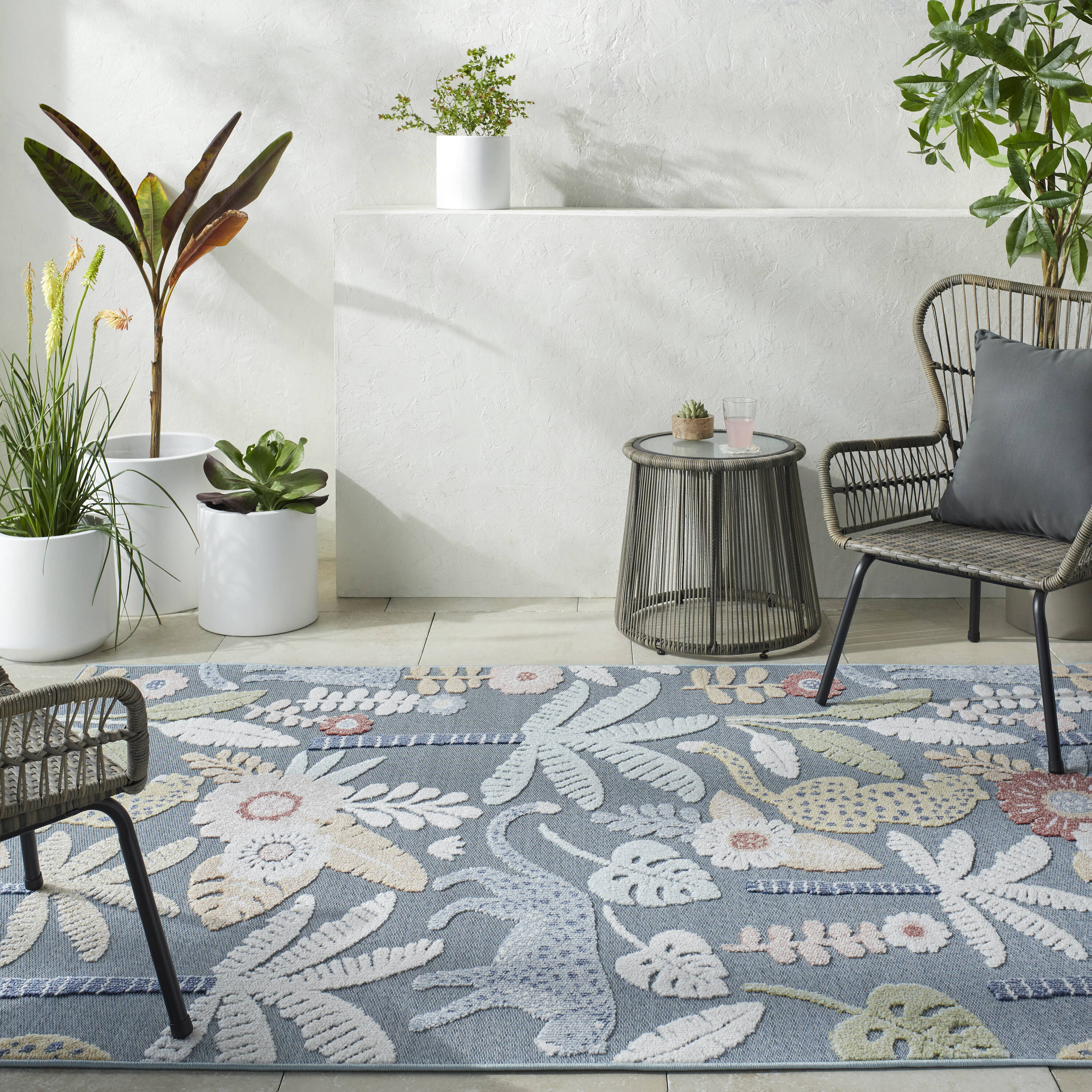 Livabliss LKD2309-537 Lakeside 5 x 7 (ft) Polypropylene Blue Rectangular Indoor/Outdoor Coastal Area rug