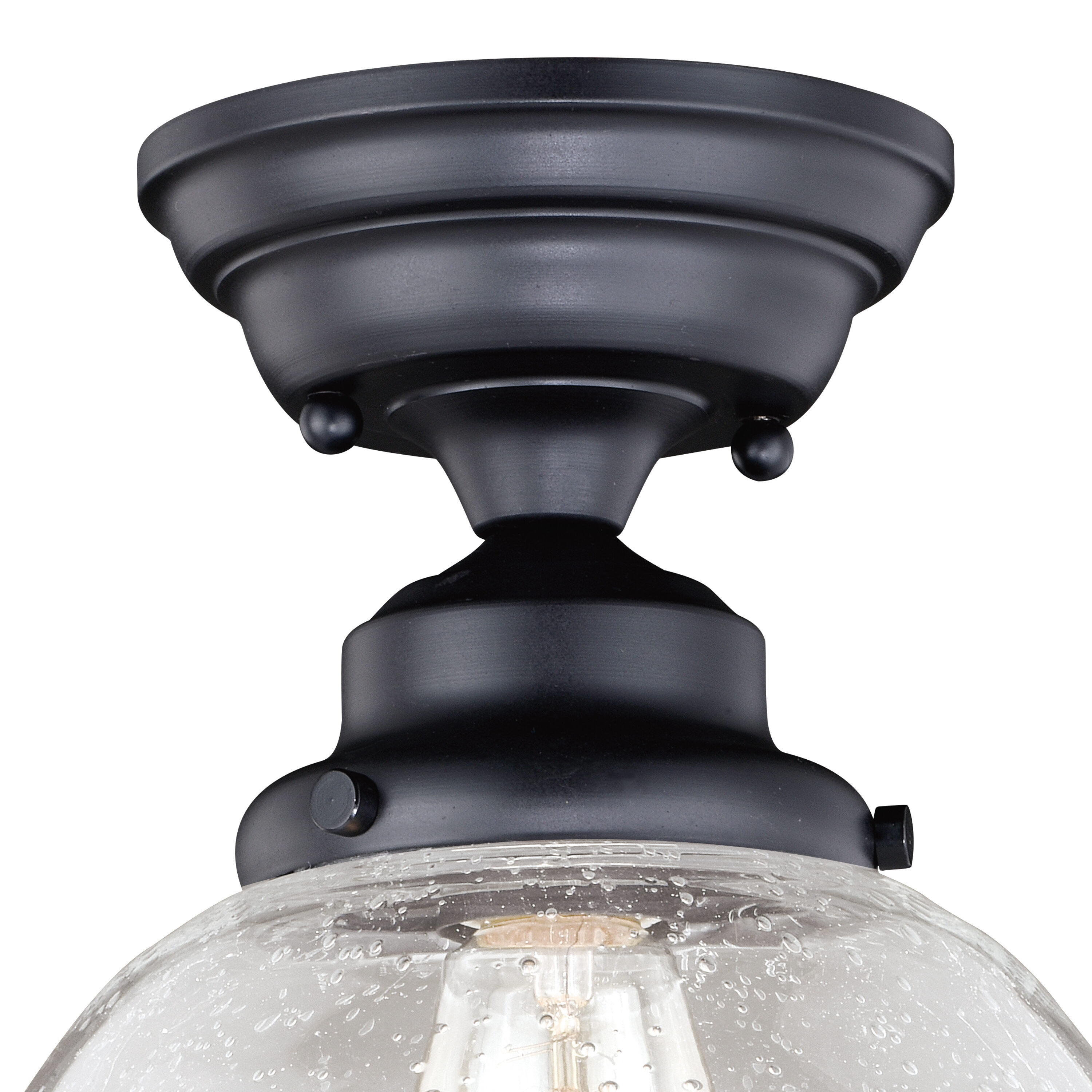 Huntley Farmhouse Bronze Semi-Flush Mount with Seeded Glass