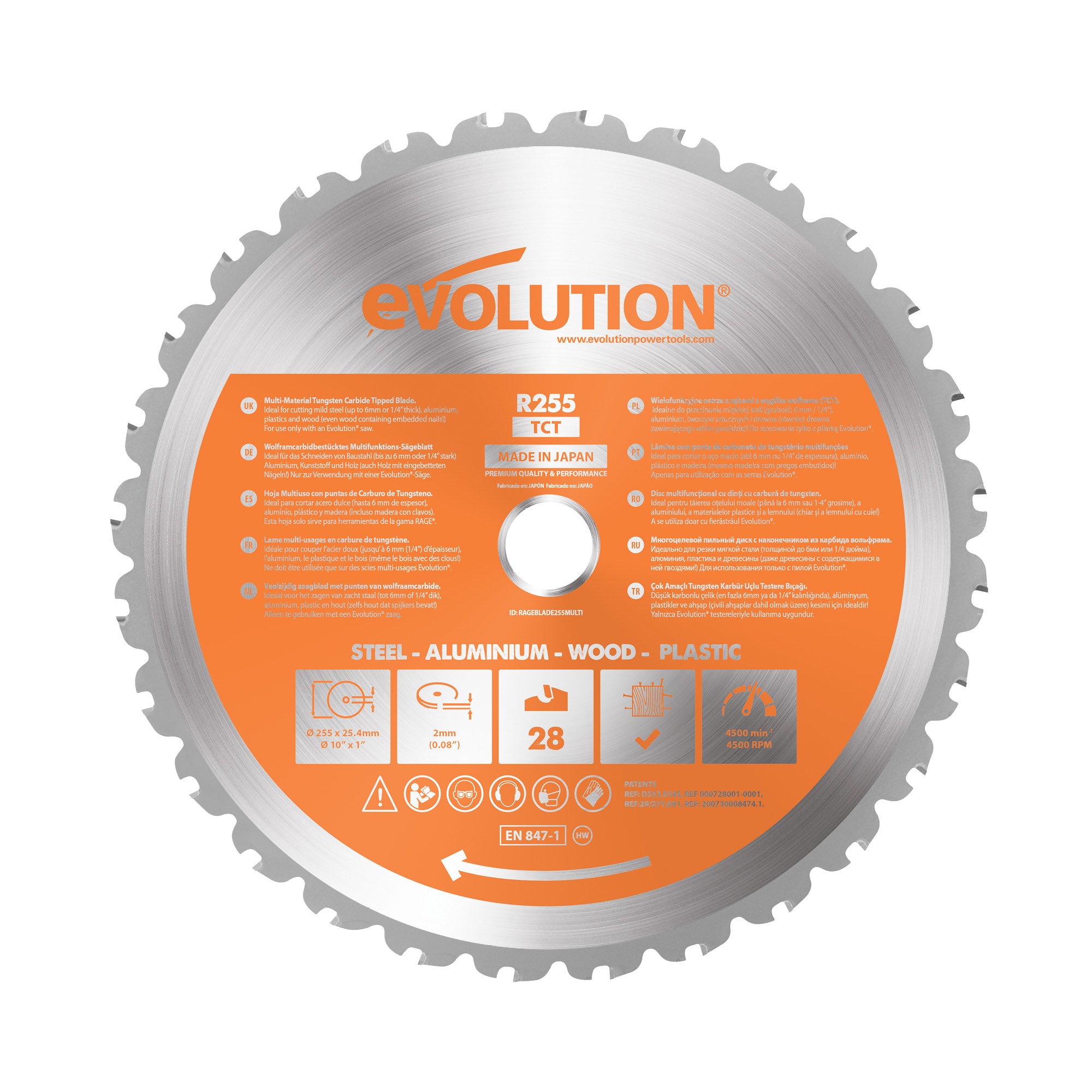 Evolution 10-in 28-Tooth Rough Finish Tungsten Carbide-tipped Steel Miter  Saw Blade in the Circular Saw Blades department at