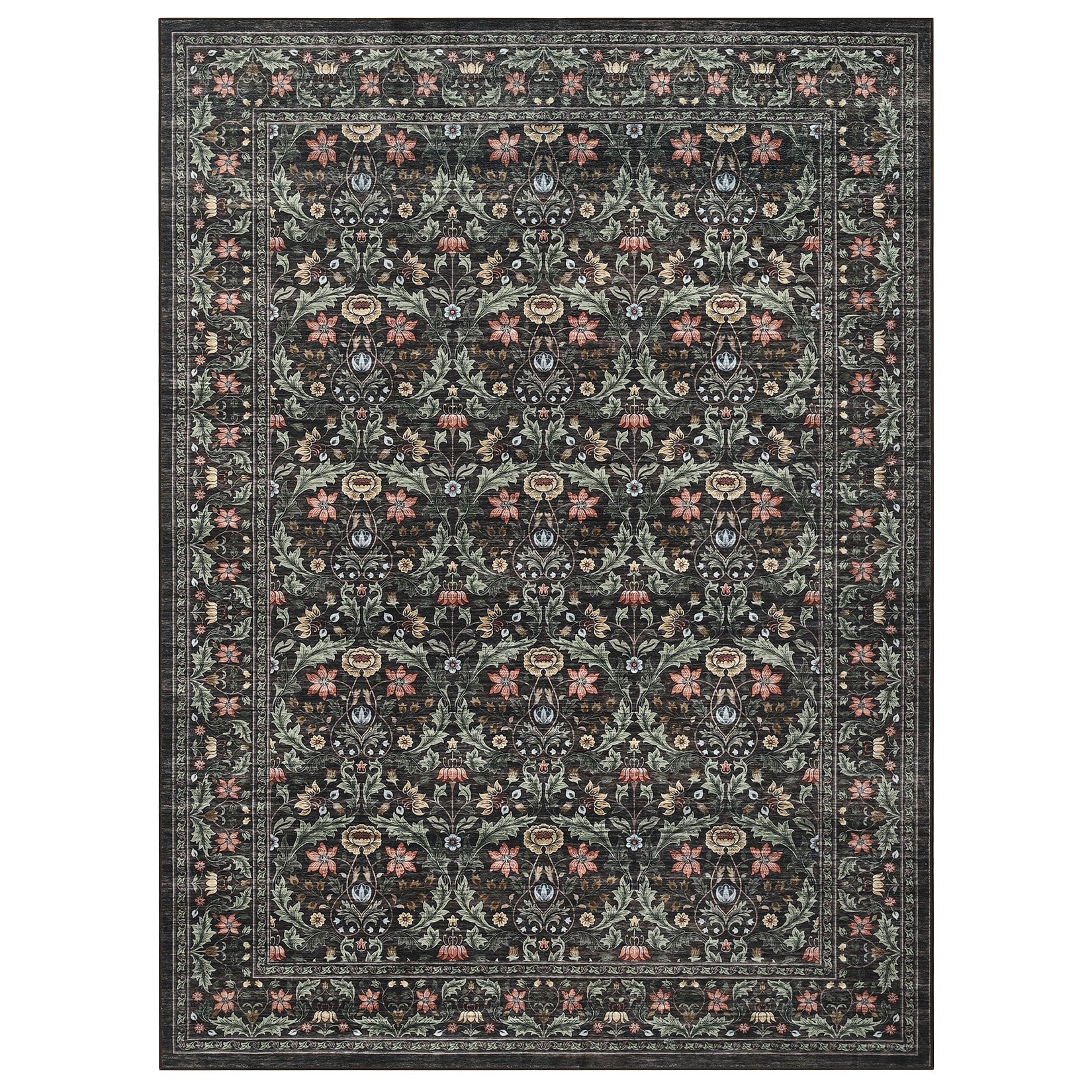 Garvee - 5 x 7 ft Brown Rectangular Bedroom Living Room Dining Room Home Office Soft Non Slip Flo...