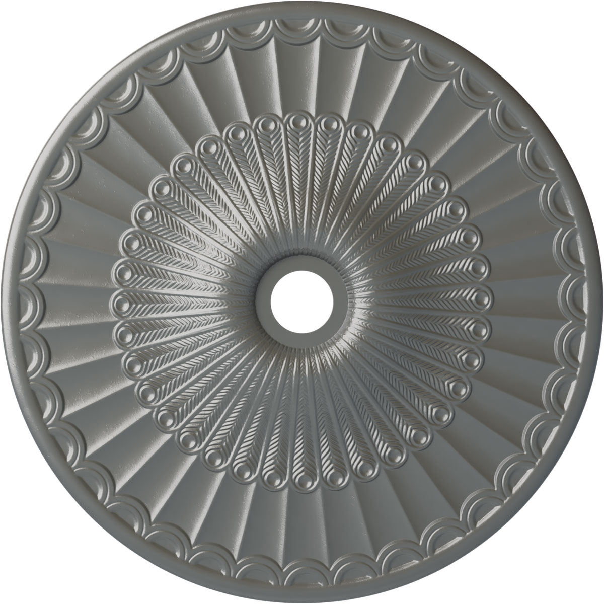 Ekena Millwork CM36GLSLS Galveston 36.625-in W x 36.625-in L Painted Silver Polyurethane Whole Ceiling Medallion