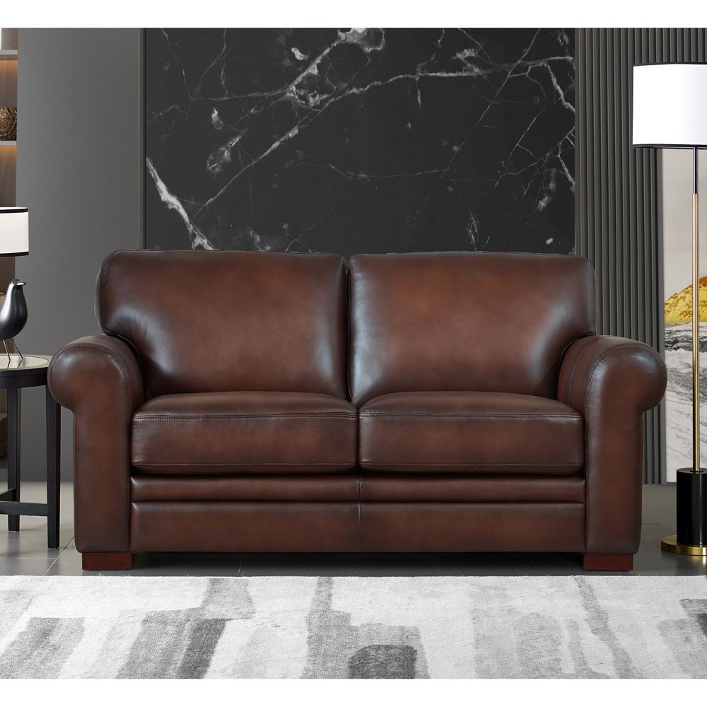 Hydeline Brookfield Cinnamon Brown Top Grain Leather Arm Chair with Removable Cushion