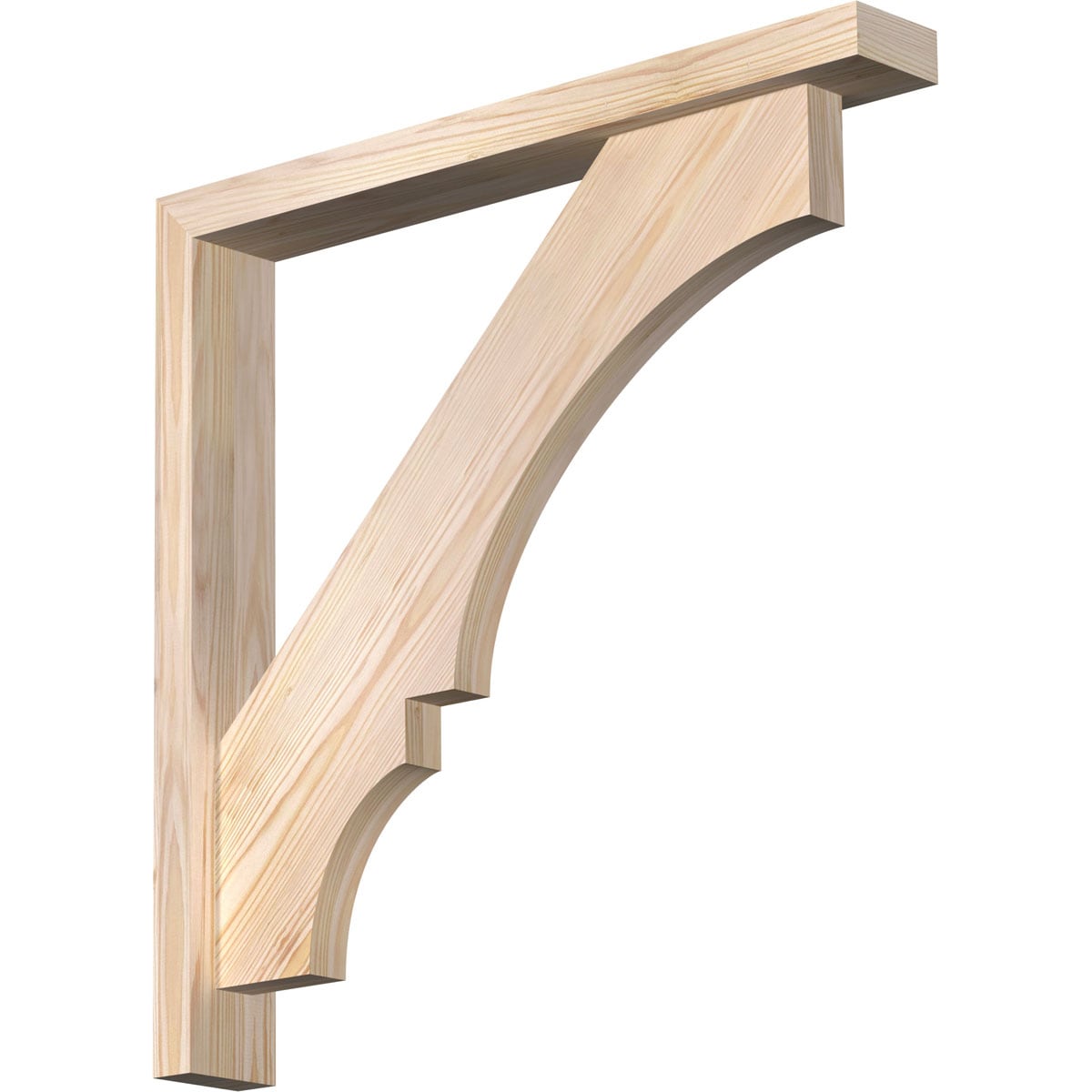 Ekena Millwork 1462126 Balboa Block Smooth Bracket with Offset Brace 3-1/2-in x 26-in x 26-in Douglas fir Brown Wood Standard bracket