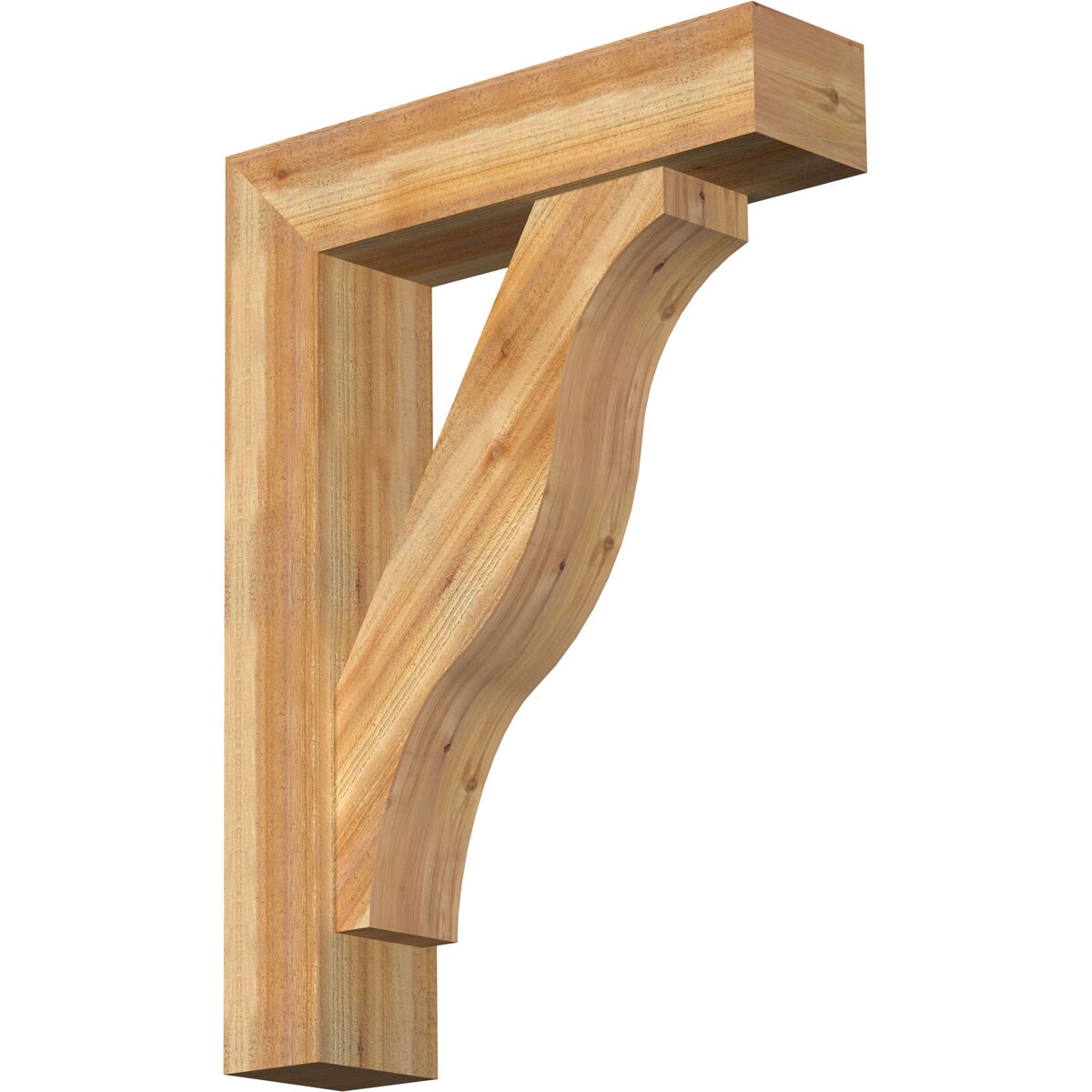 Ekena Millwork 1462292 Funston Block Rough Sawn Bracket with Offset Brace 8-in x 32-in x 44-in Western red cedar Brown Wood Standard bracket