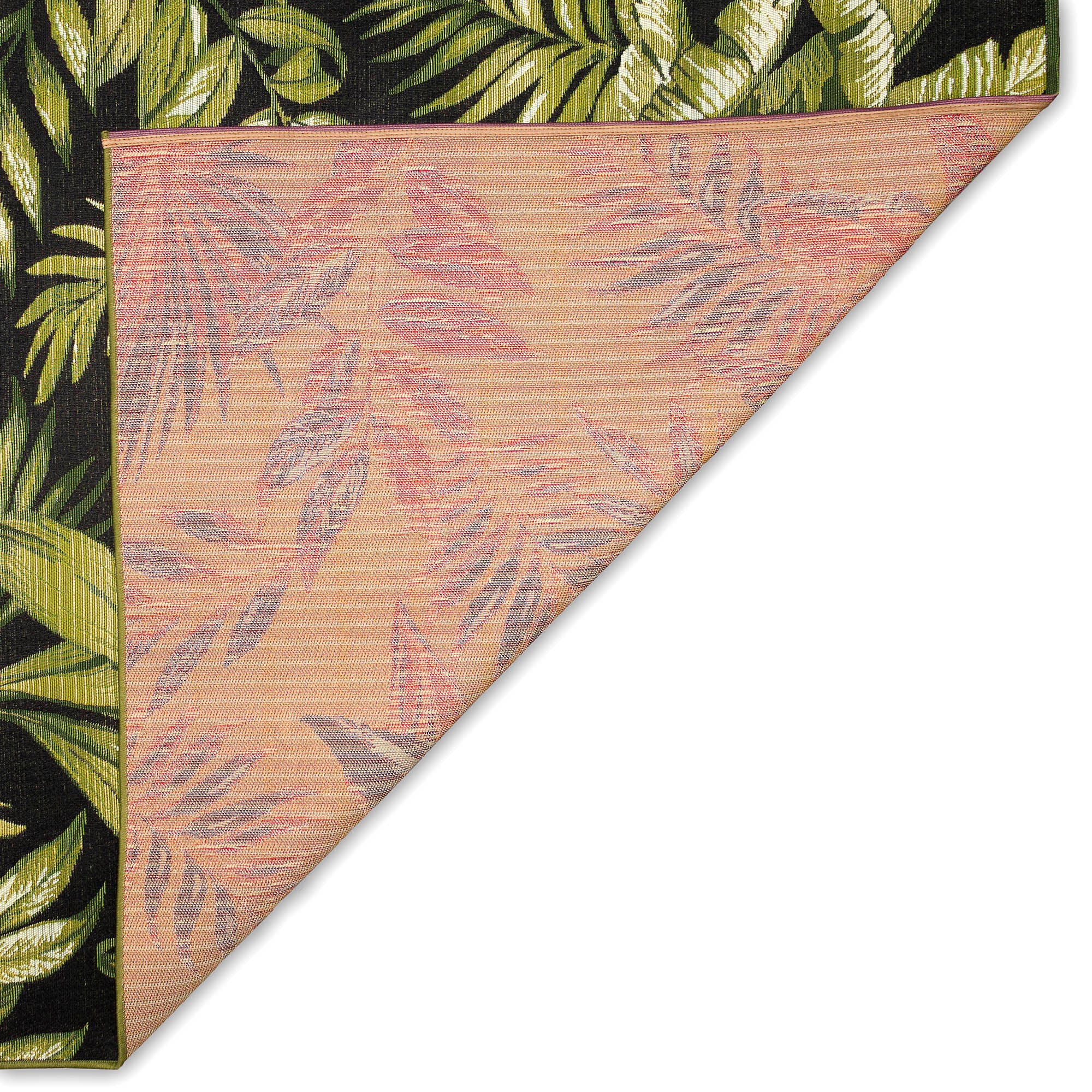 Black and Green Tropical Leopard Print Indoor/Outdoor Rug