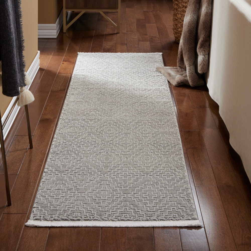 Tayse Rugs Super Grip Solid Cream 3 ft. x 8 ft. Indoor Runner Rug