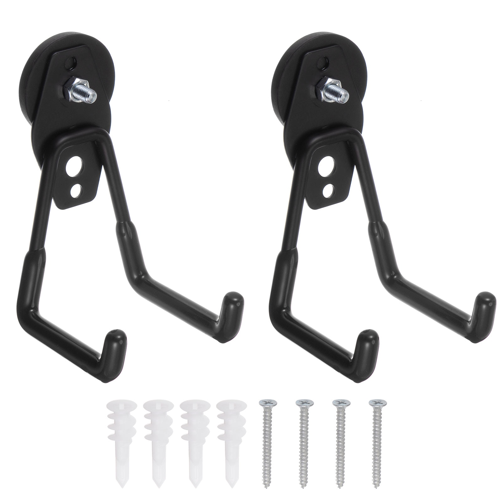 Harfington 2pcs Magnetic Hooks Utility Large Garage Magnet Hooks with Non-Slip Coating Hook for Indoor and Outdoor Hanging Black