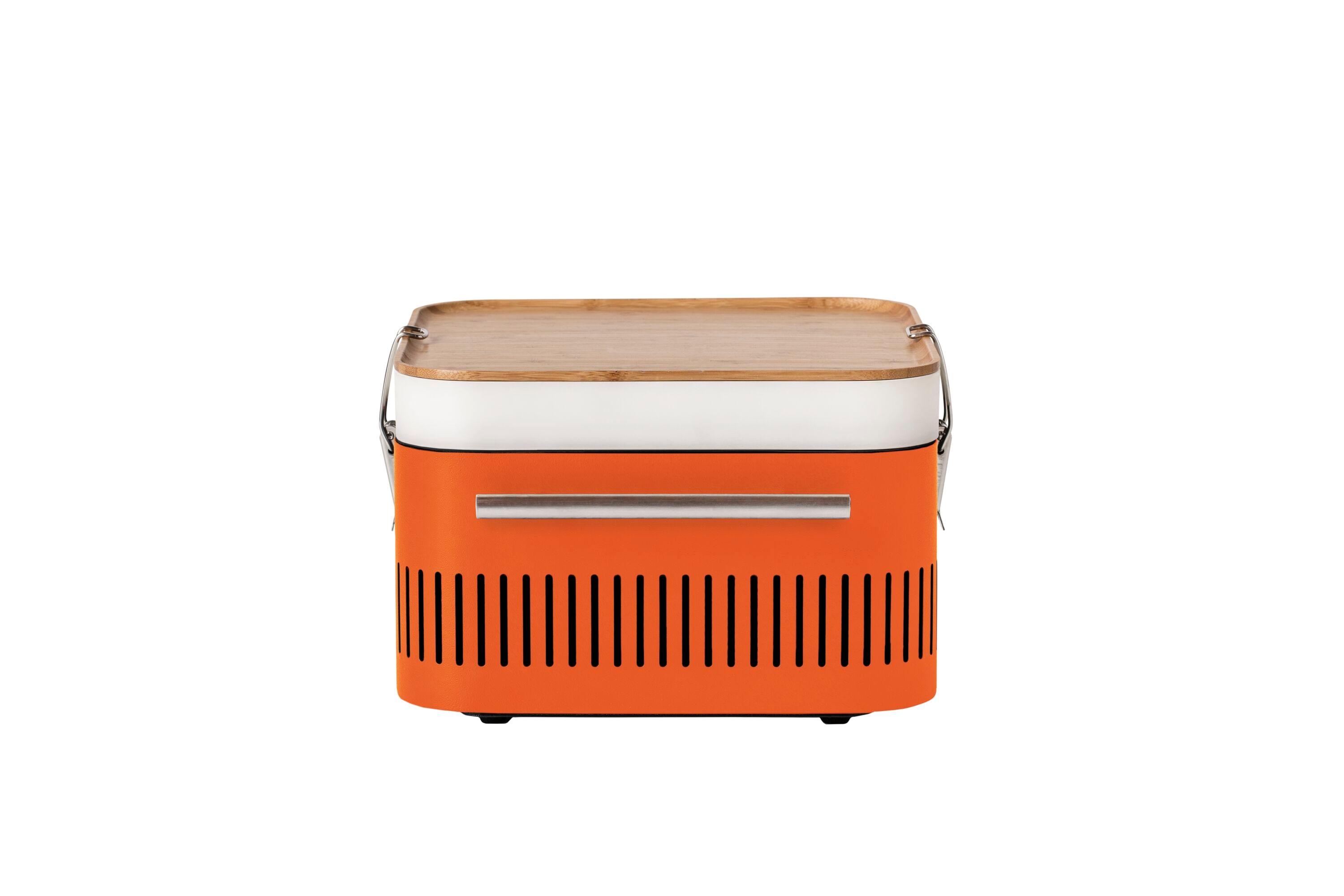 Everdure Orange Portable Charcoal Grill with Bamboo Board