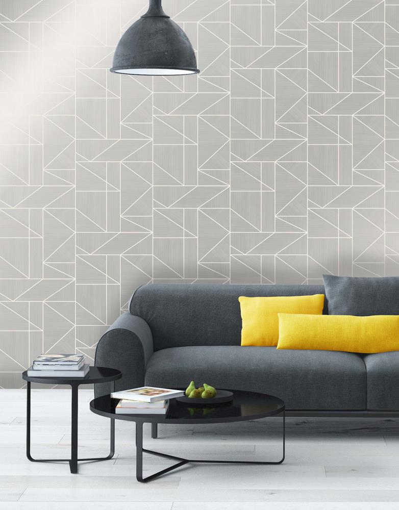 Advantage Shades of Grey 56.4-sq ft Silver Vinyl Geometric Unpasted ...