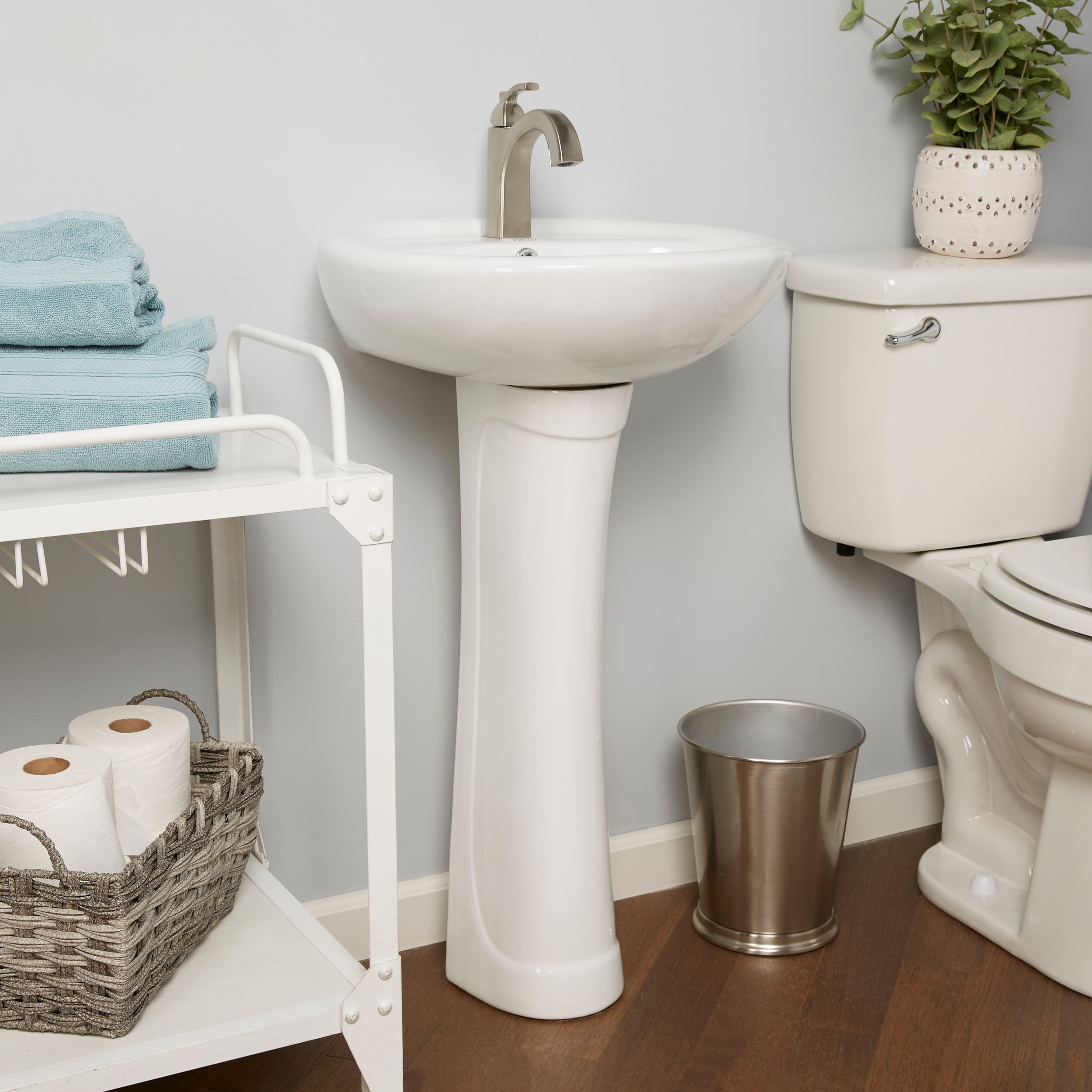 Small Bathroom Pedestal Sink Storage 