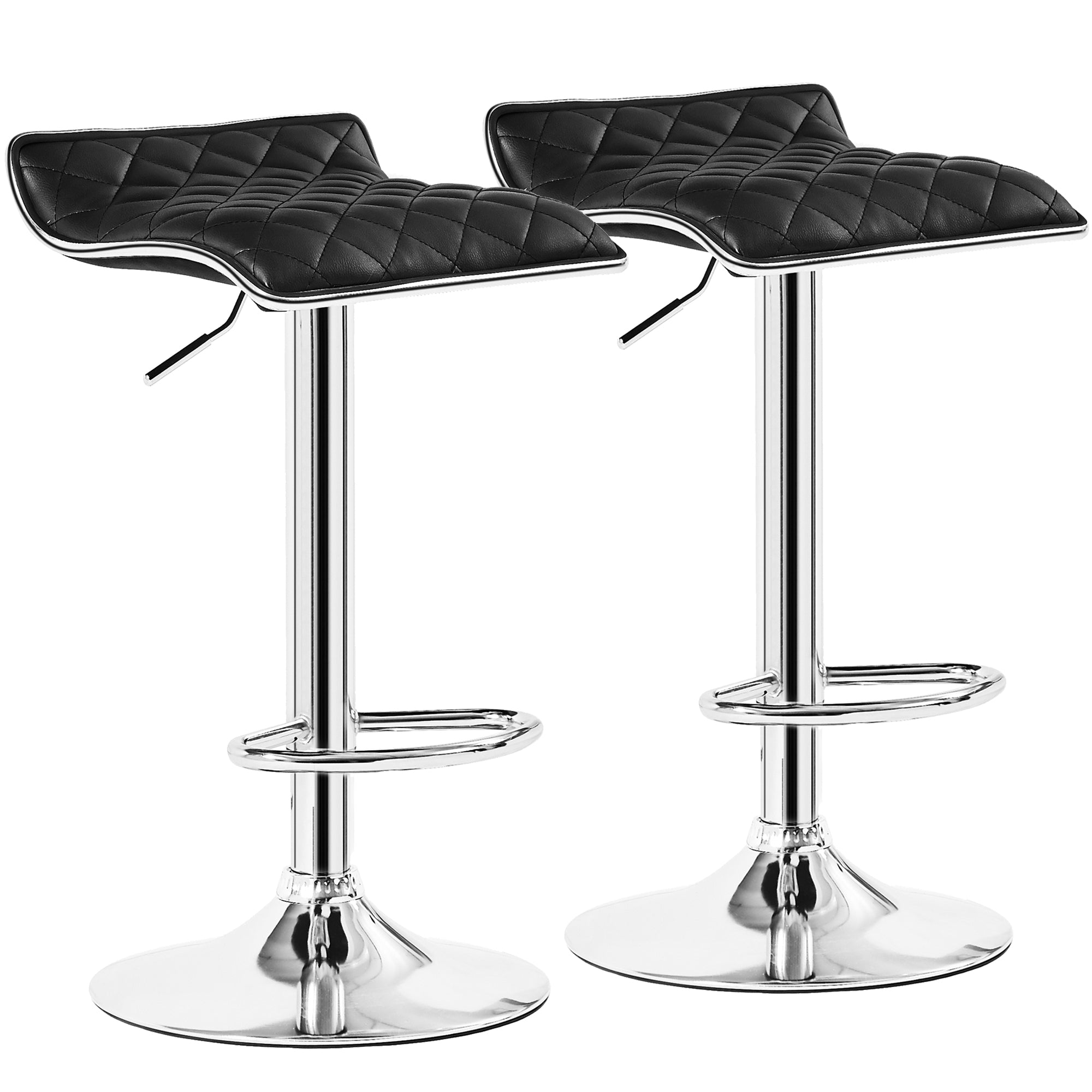 Vecelo LOE-C10-BLK Swivel Upholstered Adjustable Height Counter Stool with Metal Frame Bar Stools Set of 2