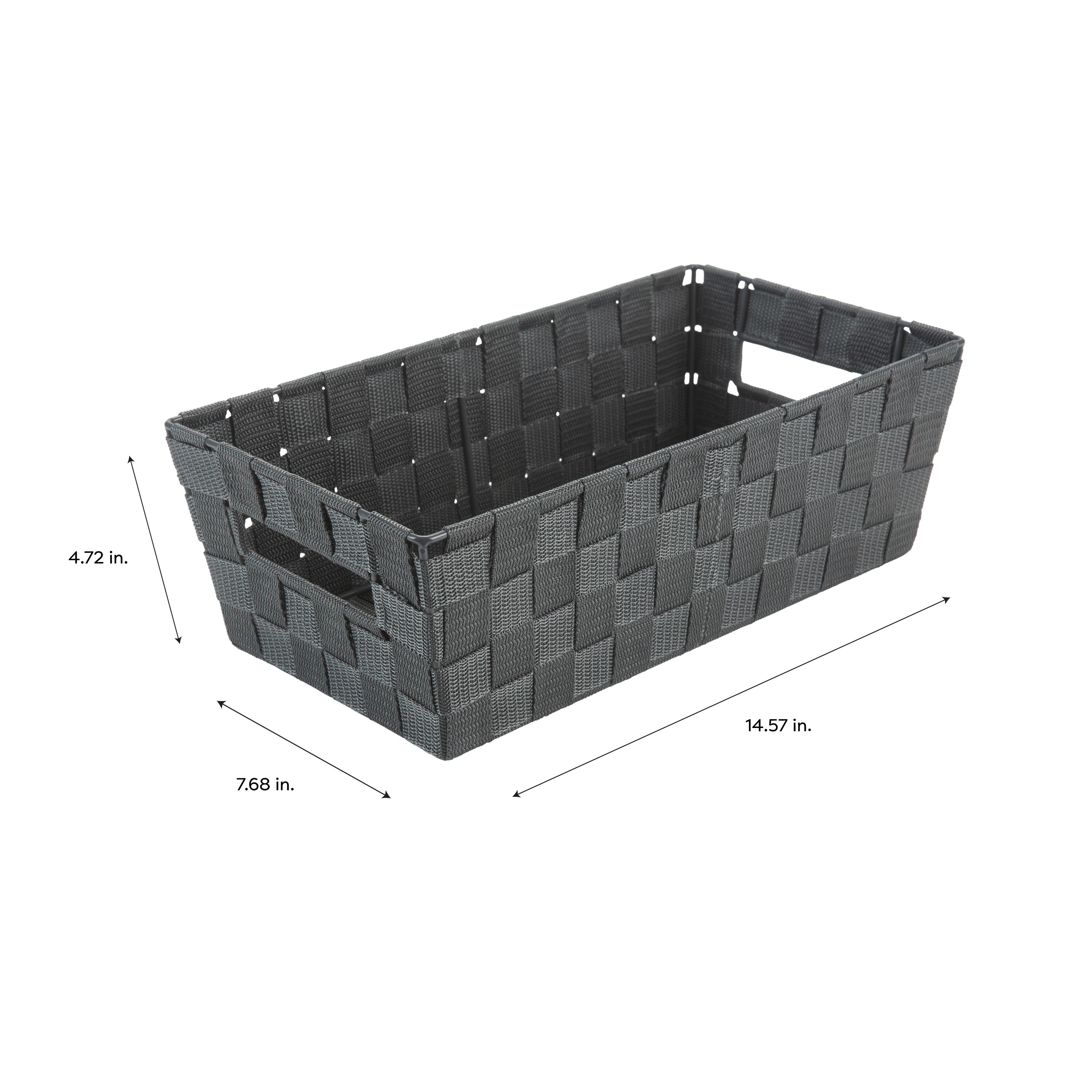 Simplify 3 Pack Small Herringbone Plastic Storage Basket In Grey 