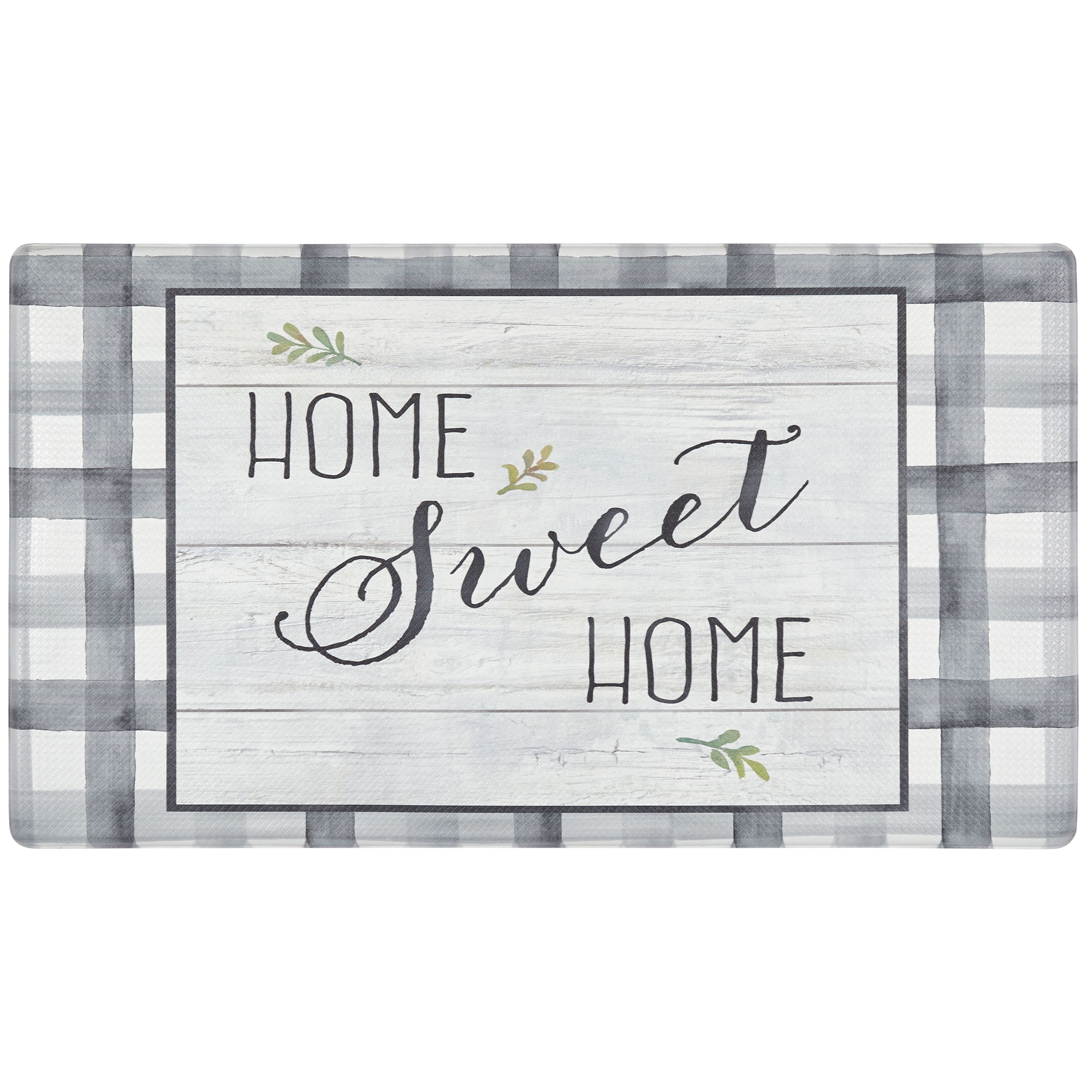 Gray and Green Buffalo Check Anti-Fatigue Kitchen Mat