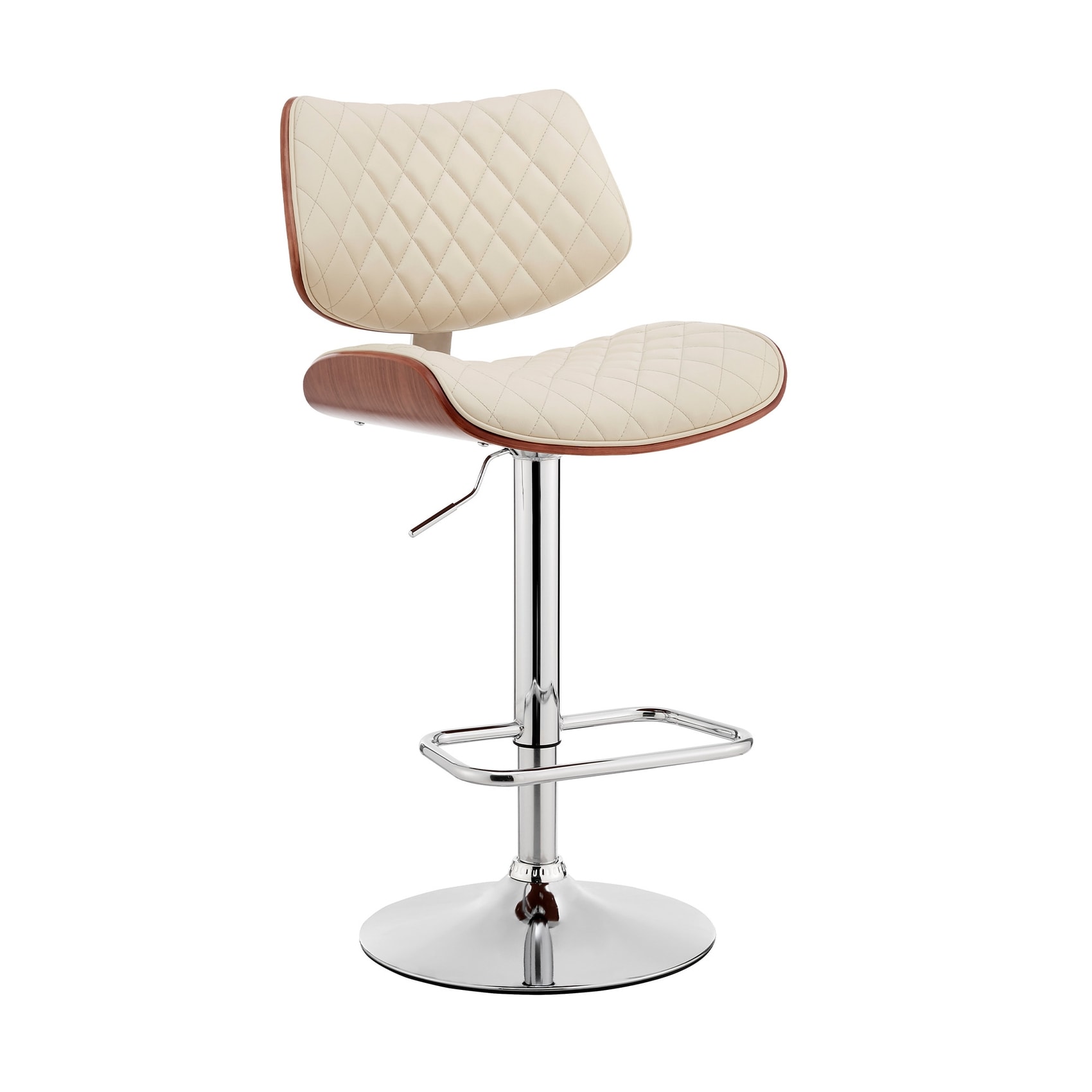 HomeRoots 4000476976 Cream 24-in H Counter height Round seat Upholstered Swivel Wood Bar Stool and Back