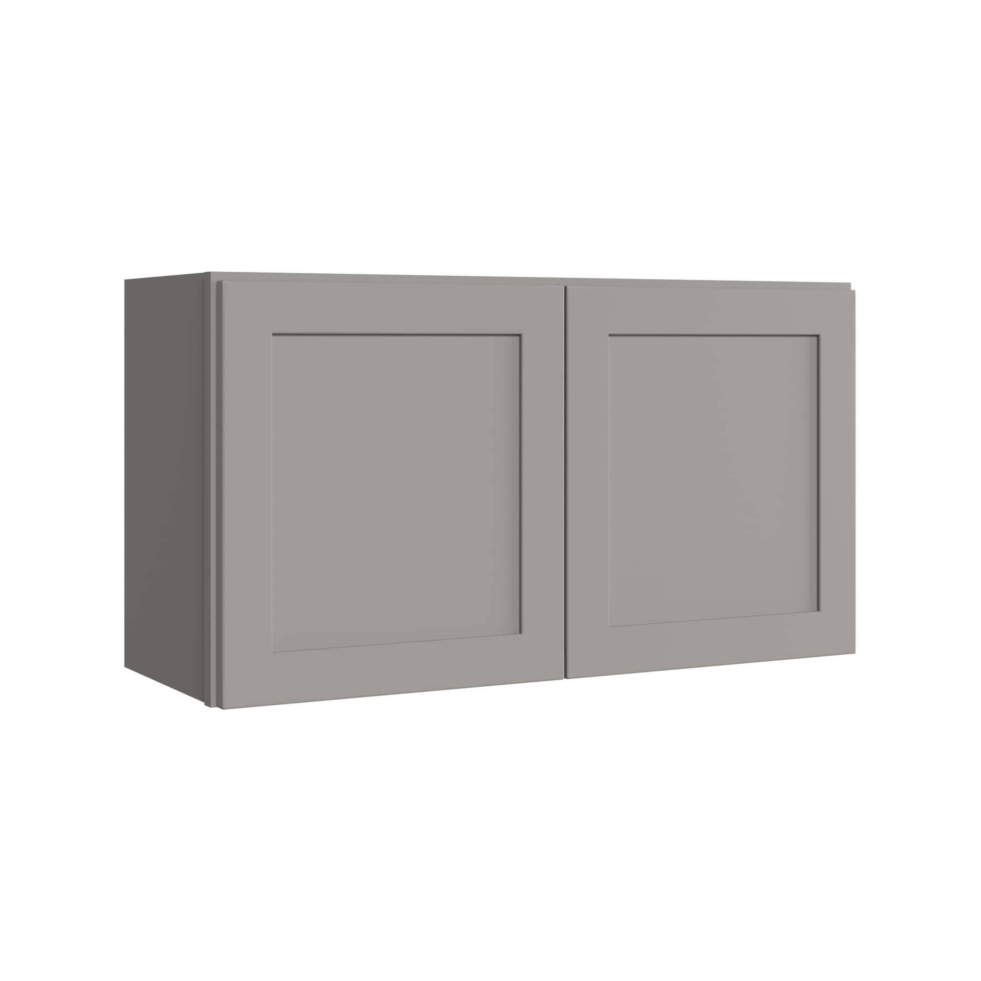 KraftMaid Momentum W3318G81 Deveron 33-in W x 18-in H x 12-in D Pebble Grey Wall Fully assembled Plywood Cabinet (Recessed Panel Shaker)