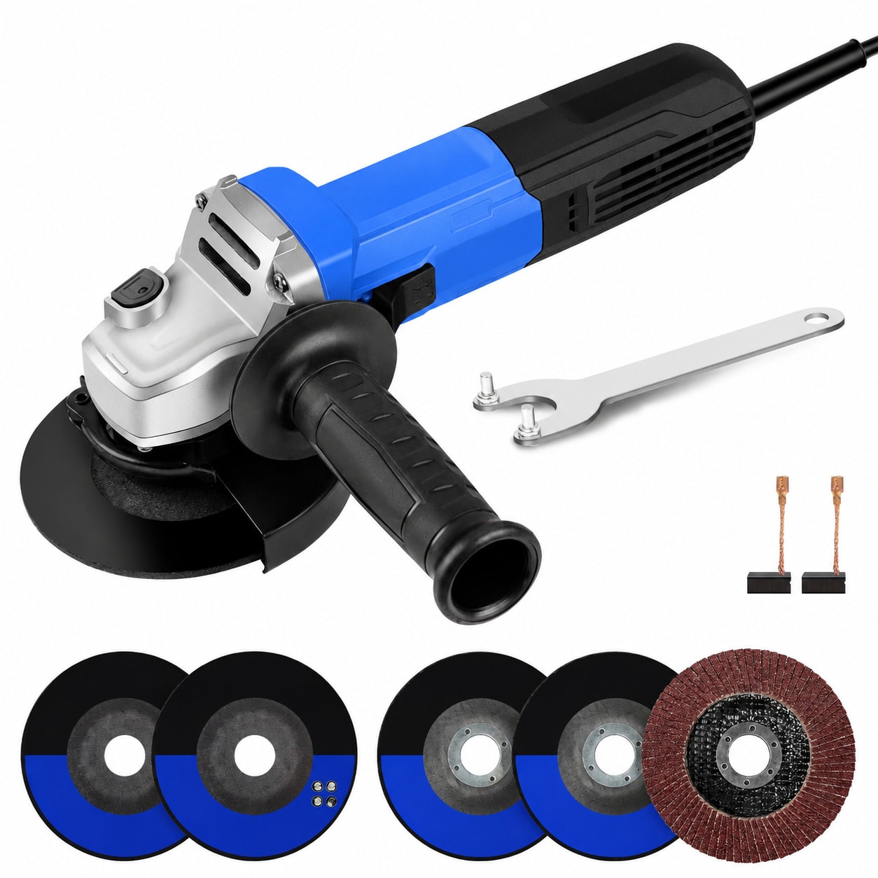 Avid Power 7.5 Amp 4-1/2 Inch Electric Angle Grinder Polishing Rust Removal Cutting Grinding Tool with Flap Disc Auxiliary Handle #646027183403