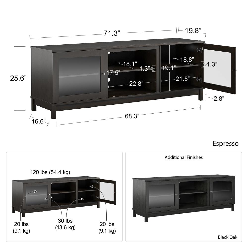 Ameriwood Home Ryan Point Transitional Black Oak/Nightfall Oak TV Stand ...