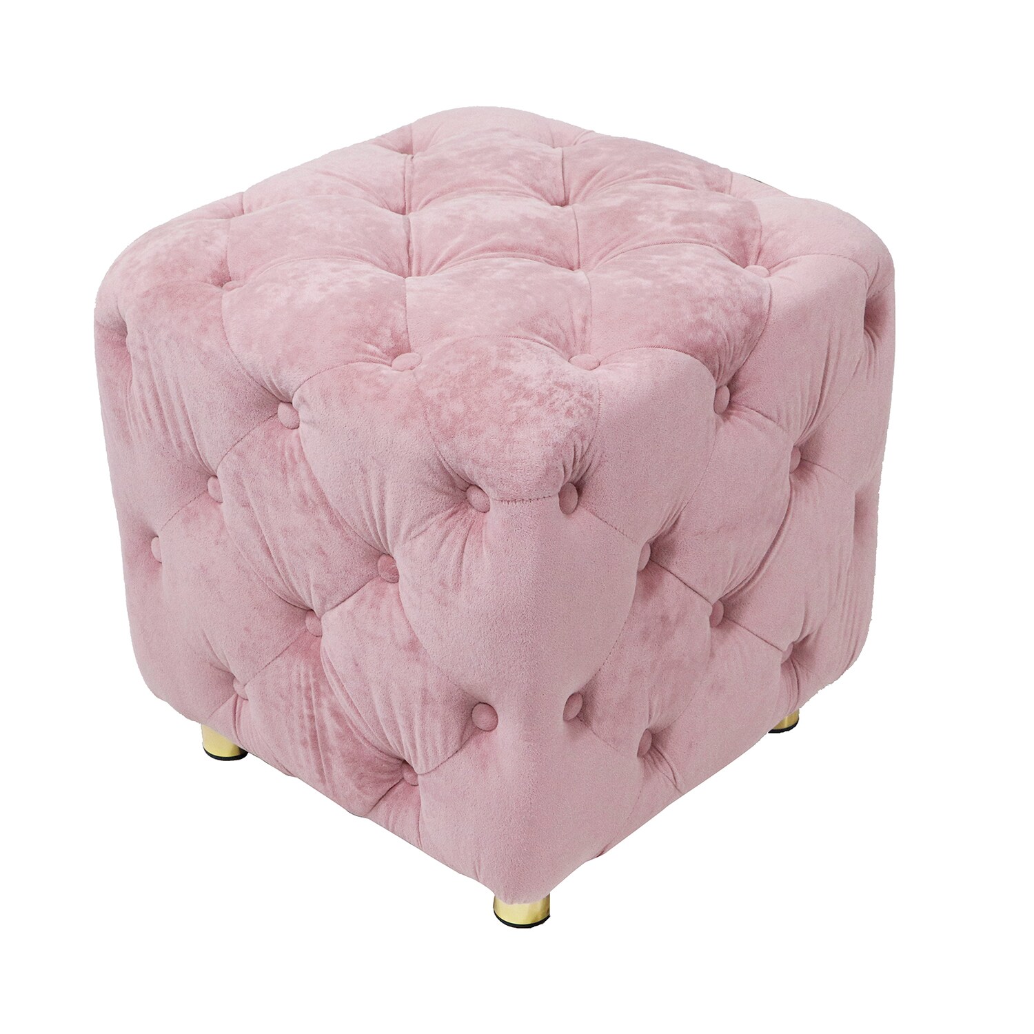 Bybafun Modern Pink Velvet Ottoman at Lowes.com