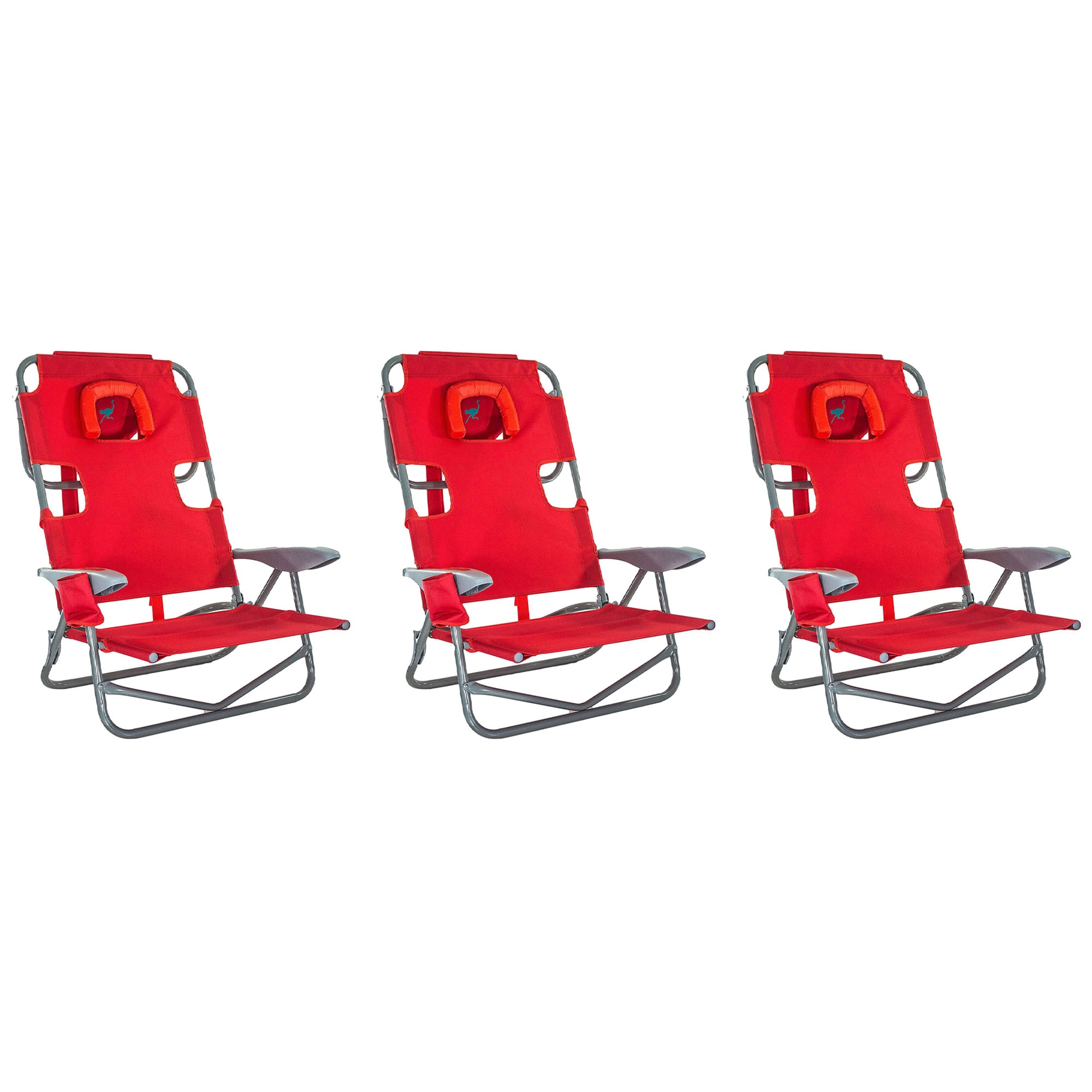 Ostrich 323224 Polyester Red Folding Camping chair Adjustable and Carrying Strap/Handle Included