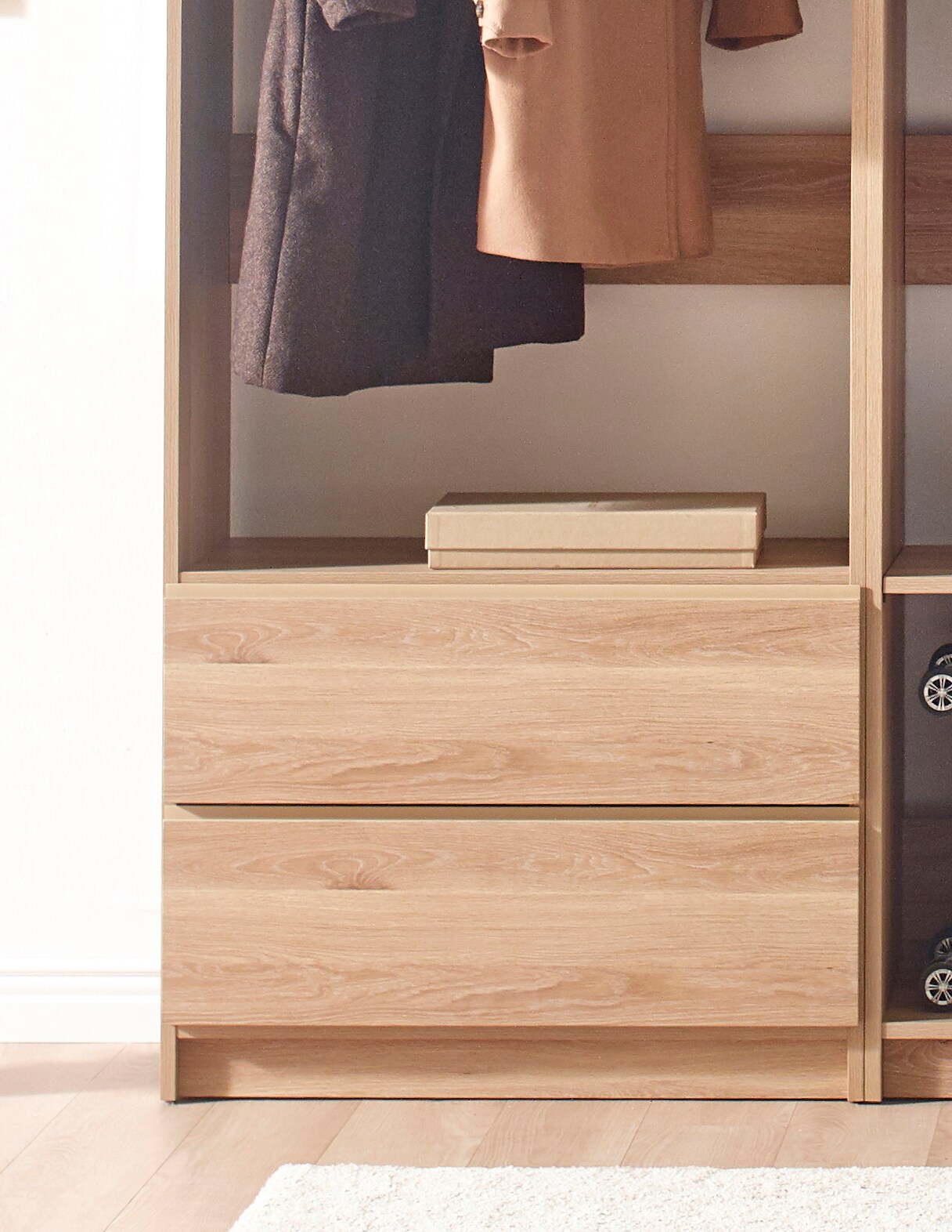 Klair Living Prosper 7.84-Feet to 7.84-Feet W x 6.91-Feet H Oak Solid Shelving Wood Closet System