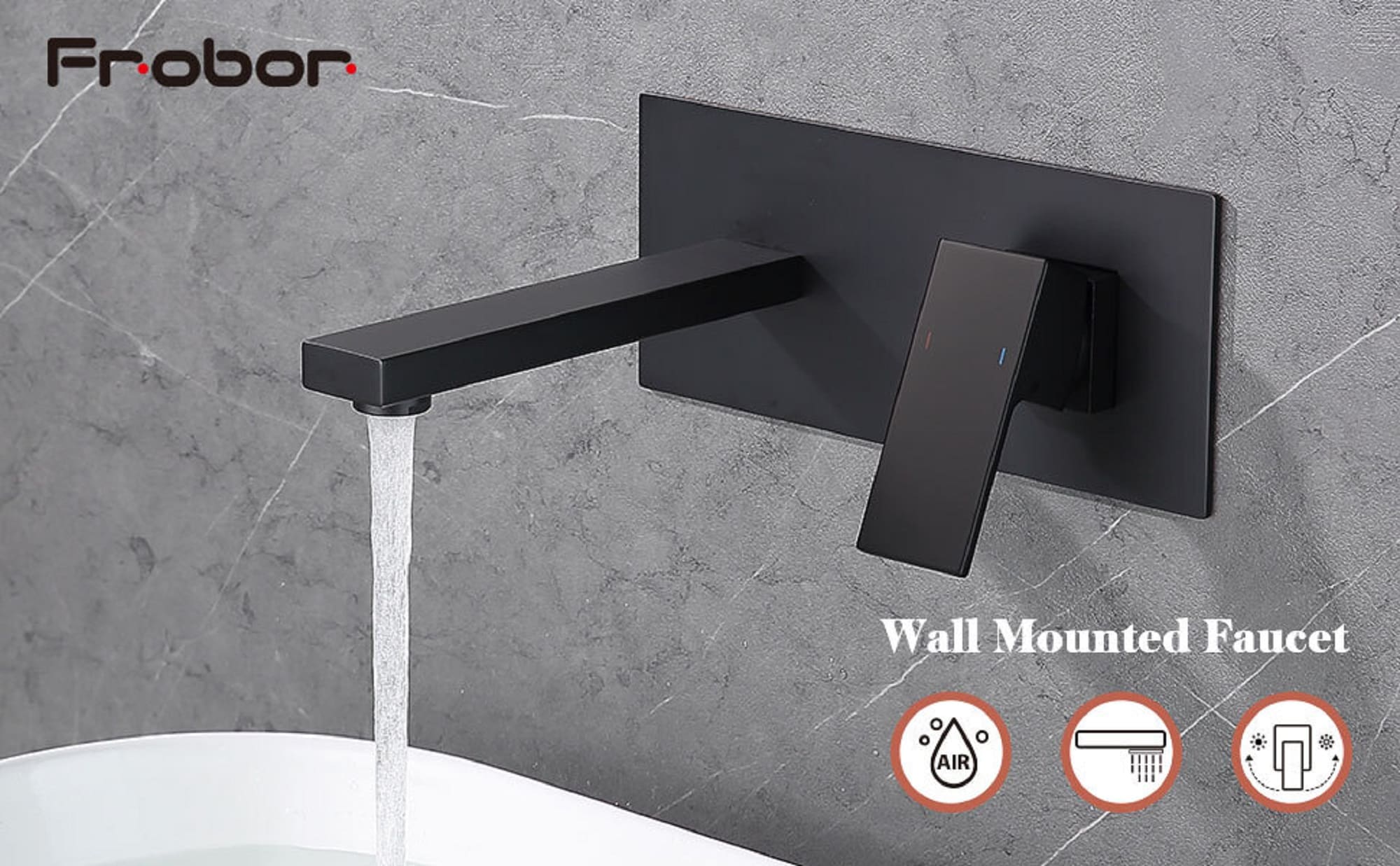 Nestfair SX-DR602B Black Wall-mount 1-handle Low-arc Residential Handle Bathroom Sink Faucet