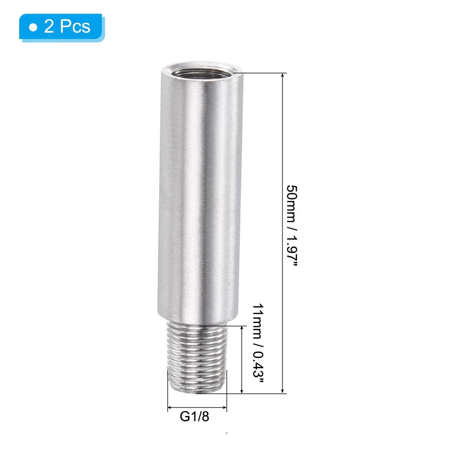 PATIKIL 2pcs 304 Stainless Steel Shower Head Extension Arm G1/8 Male to ...