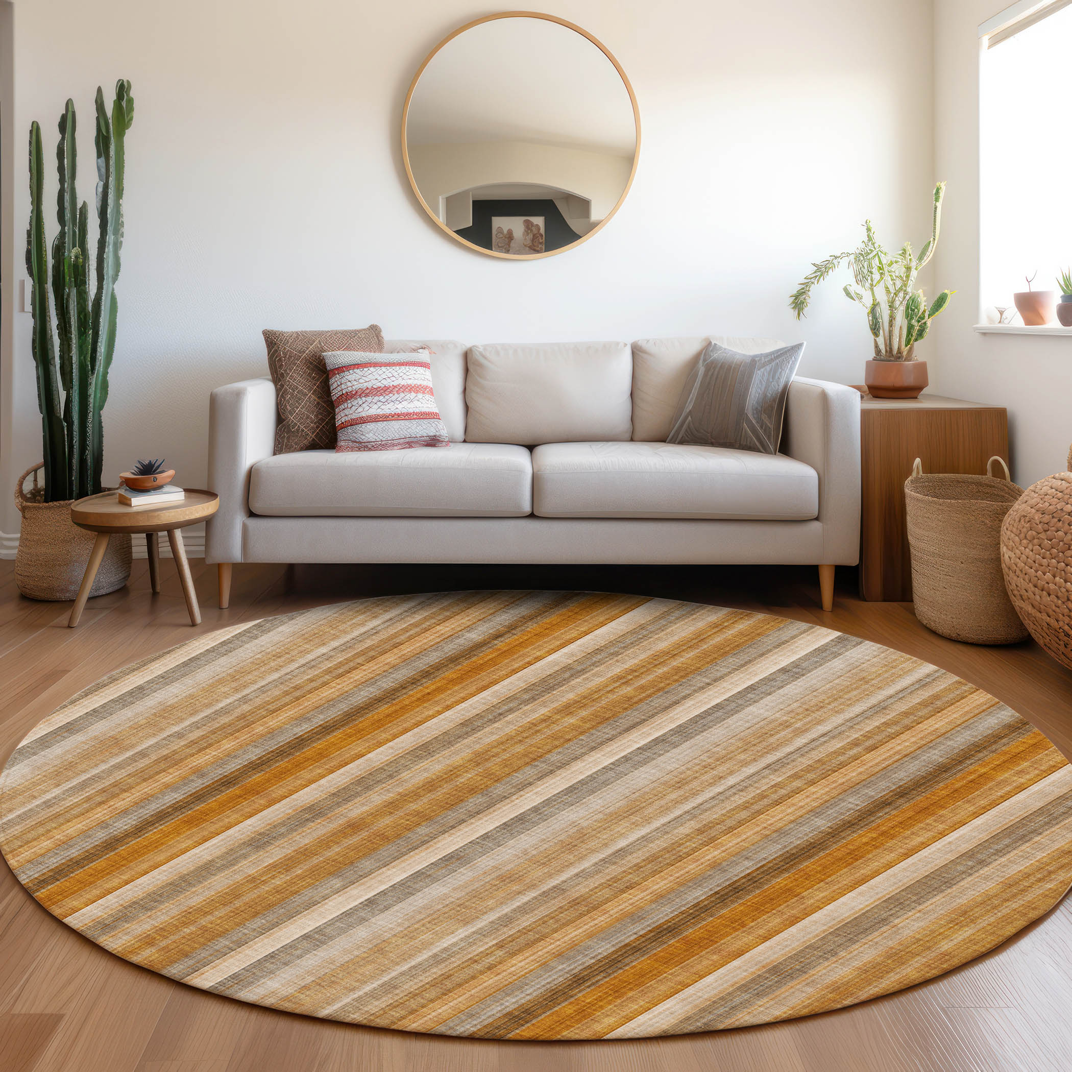 Addison Rugs ACN543PK8RO Chantille ACN543PK 8 x 8 (ft) Polyester Paprika Round Indoor/Outdoor Geometric Machine washable Area rug