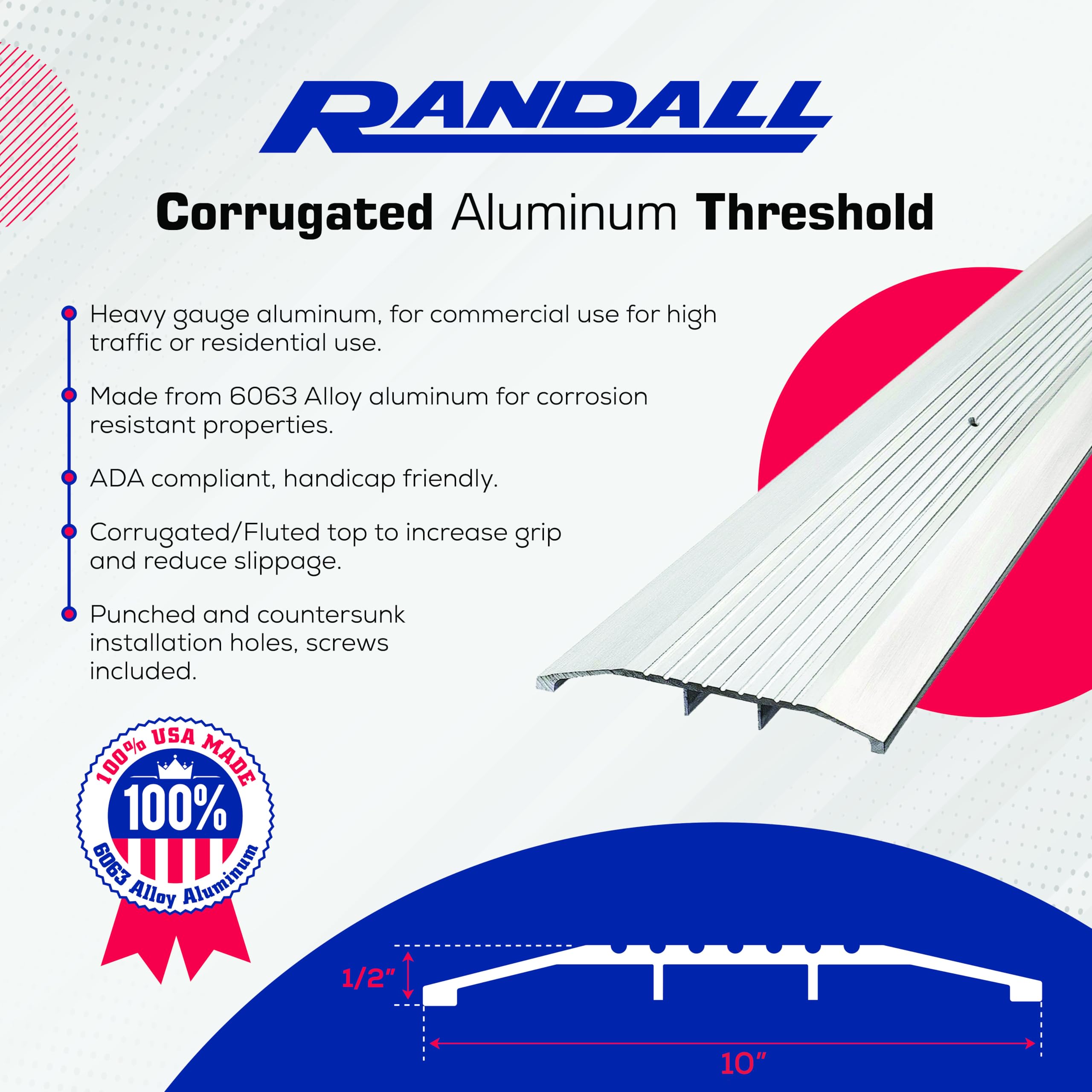 Randall Manufacturing Co., Inc 72 in Long x 10 inch wide x 1/2 inch ...