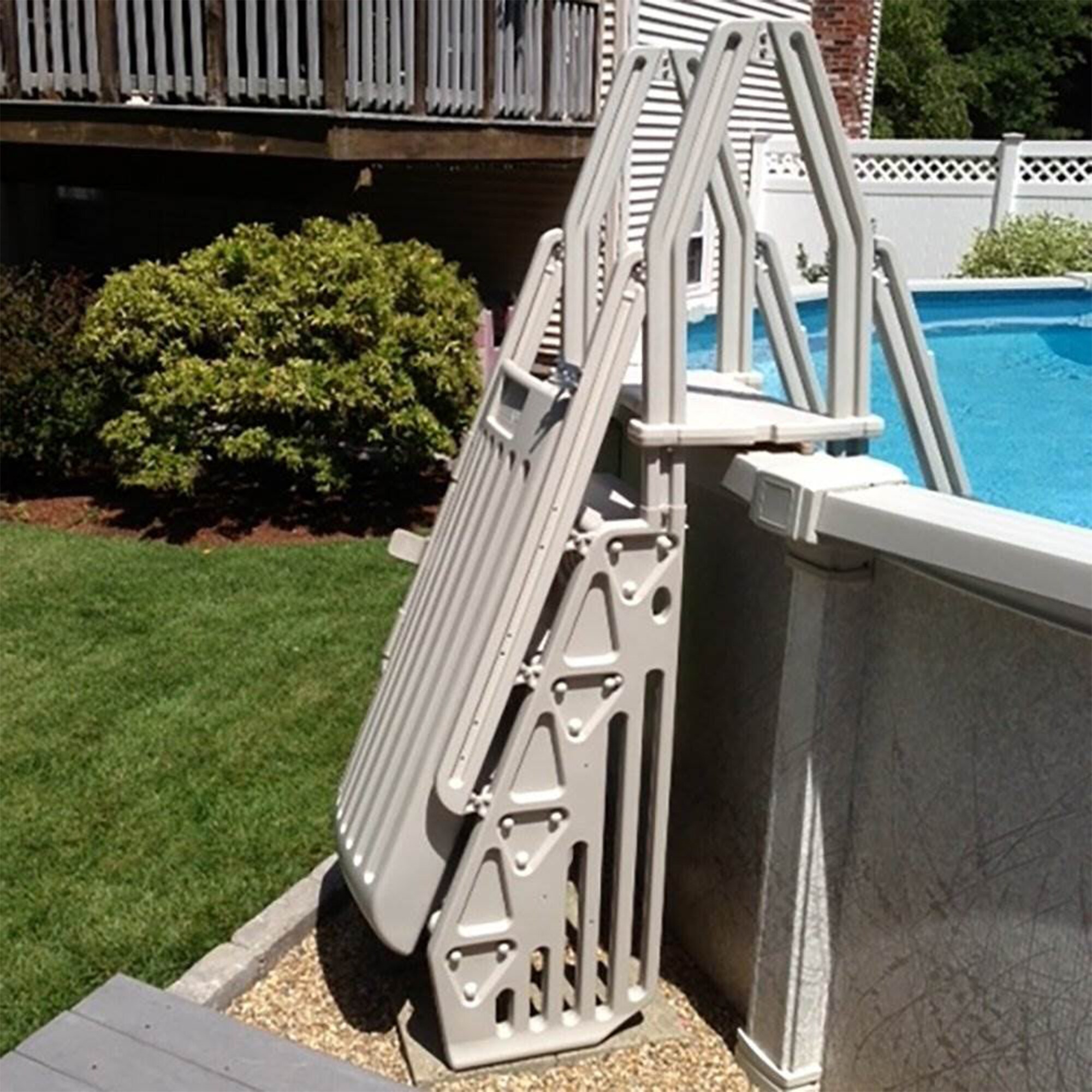 Confer 56-in Plastic Pool Deck Ladder with Hand Rail in the Above