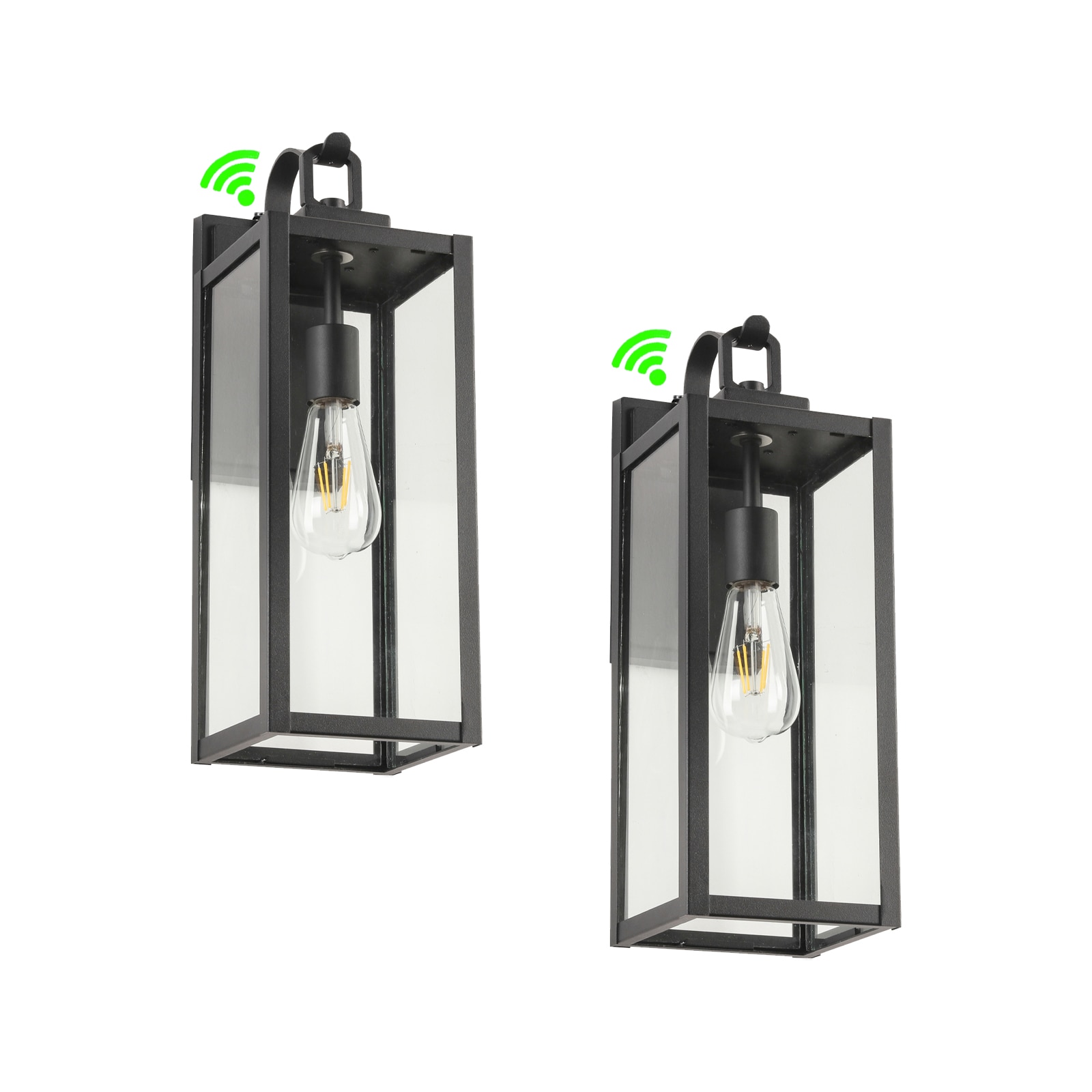 Flynama Outdoor Wall Lights 2-Pack 2-Light 17.72-in H Matte Black Dusk ...