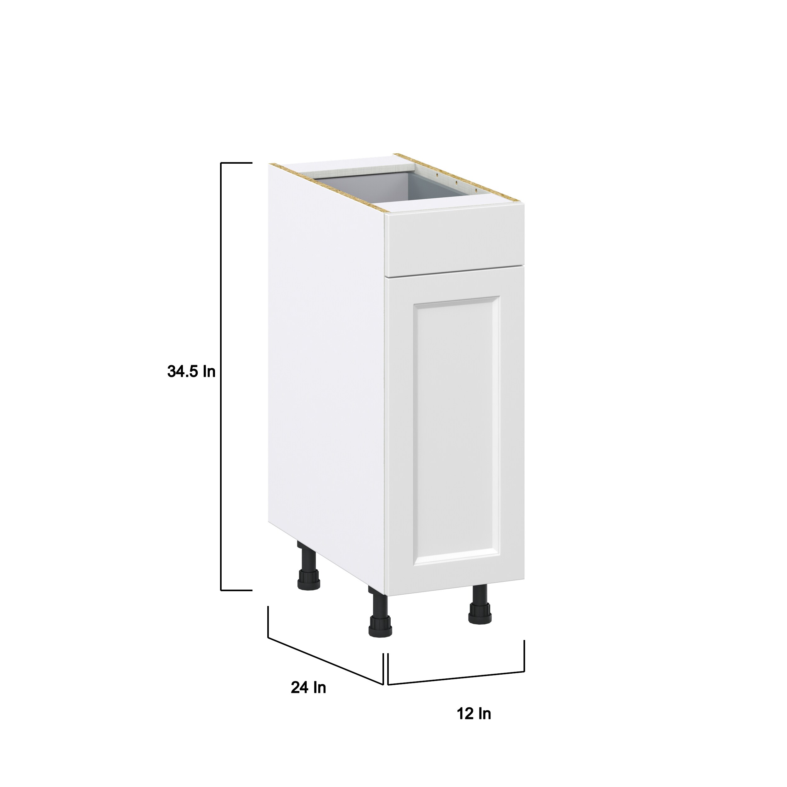 Hugo&Borg DSB12(L/R)-RI Riviera 12-in W x 34.5-in H x 24-in D Bright White Base Fully assembled Cabinet (Recessed Panel Shaker)