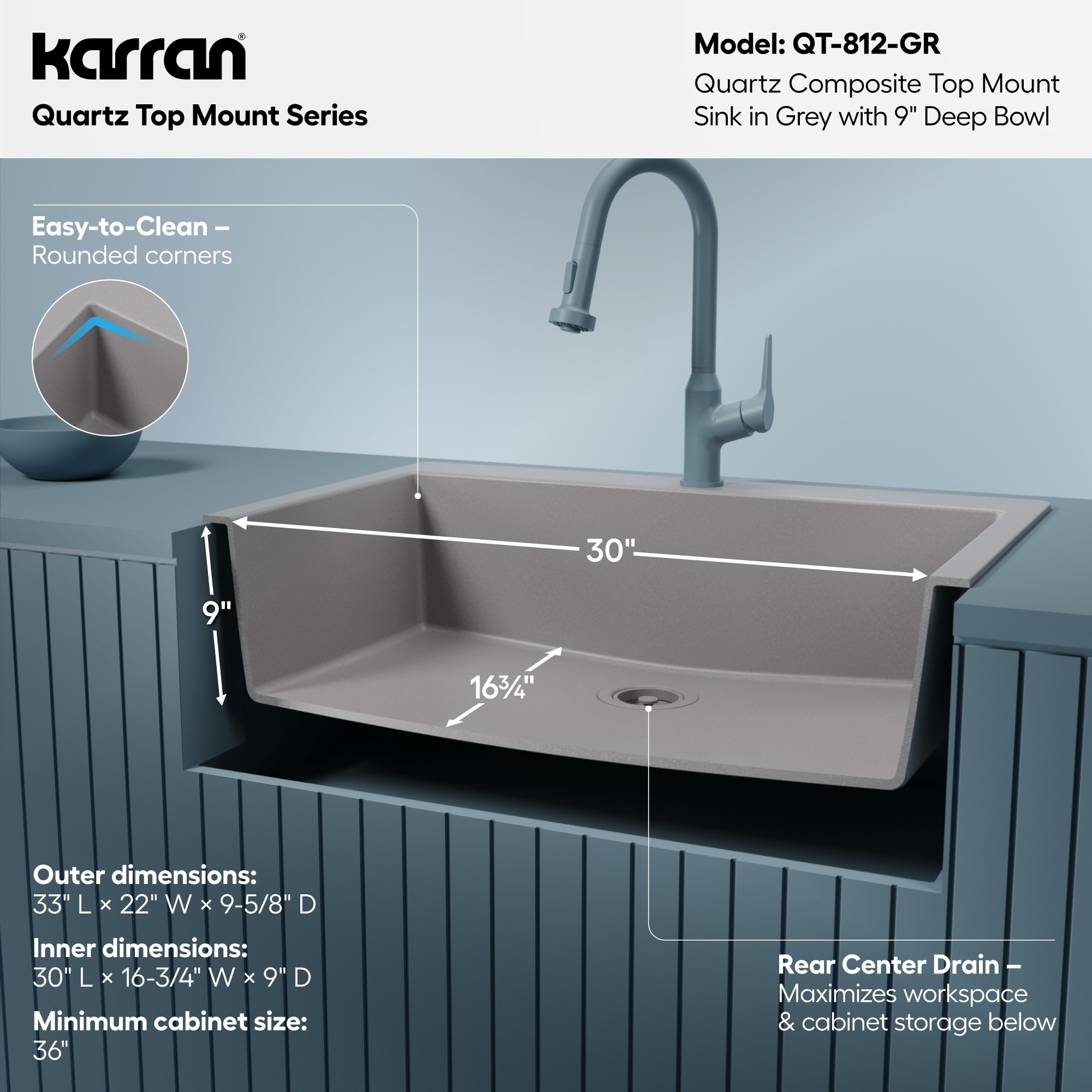 Karran QT-812-GR Kitchen-Sinks - View #7