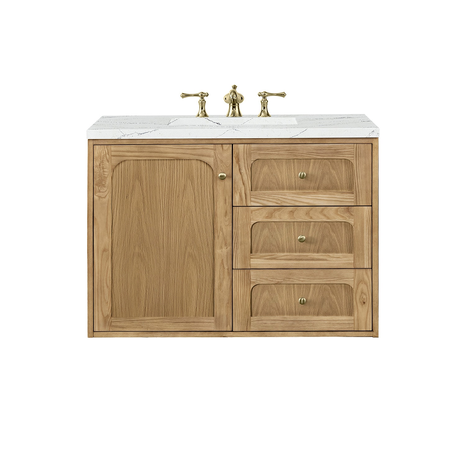 Laurent 36" Light Oak Single Vanity with Quartz Top