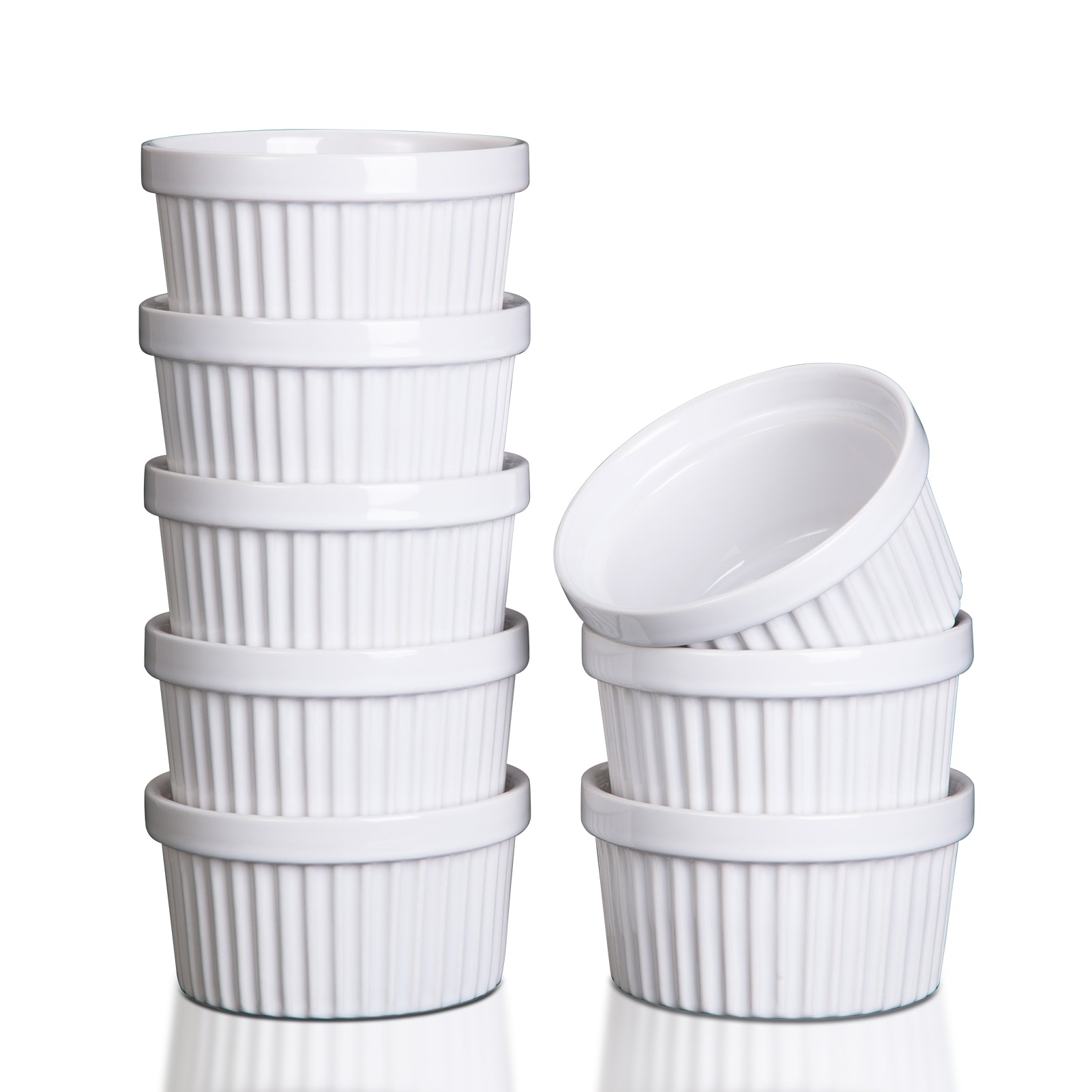 DEXSO 8 Oz Ceramic Ramekins Oven Safe for Baking Creme Brulee Souffle Bowls Dipping Sauce Bowls Set of 8