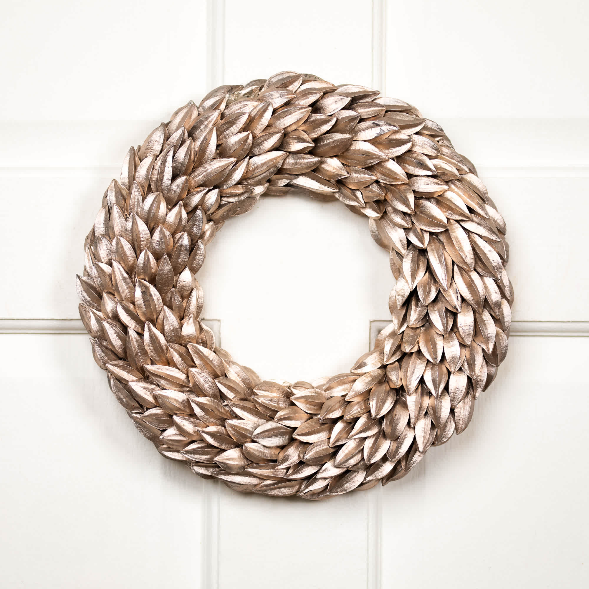Northlight - Budding Leaves Small Artificial Christmas Wreath - 12 inch - Champagne Gold - Unlit