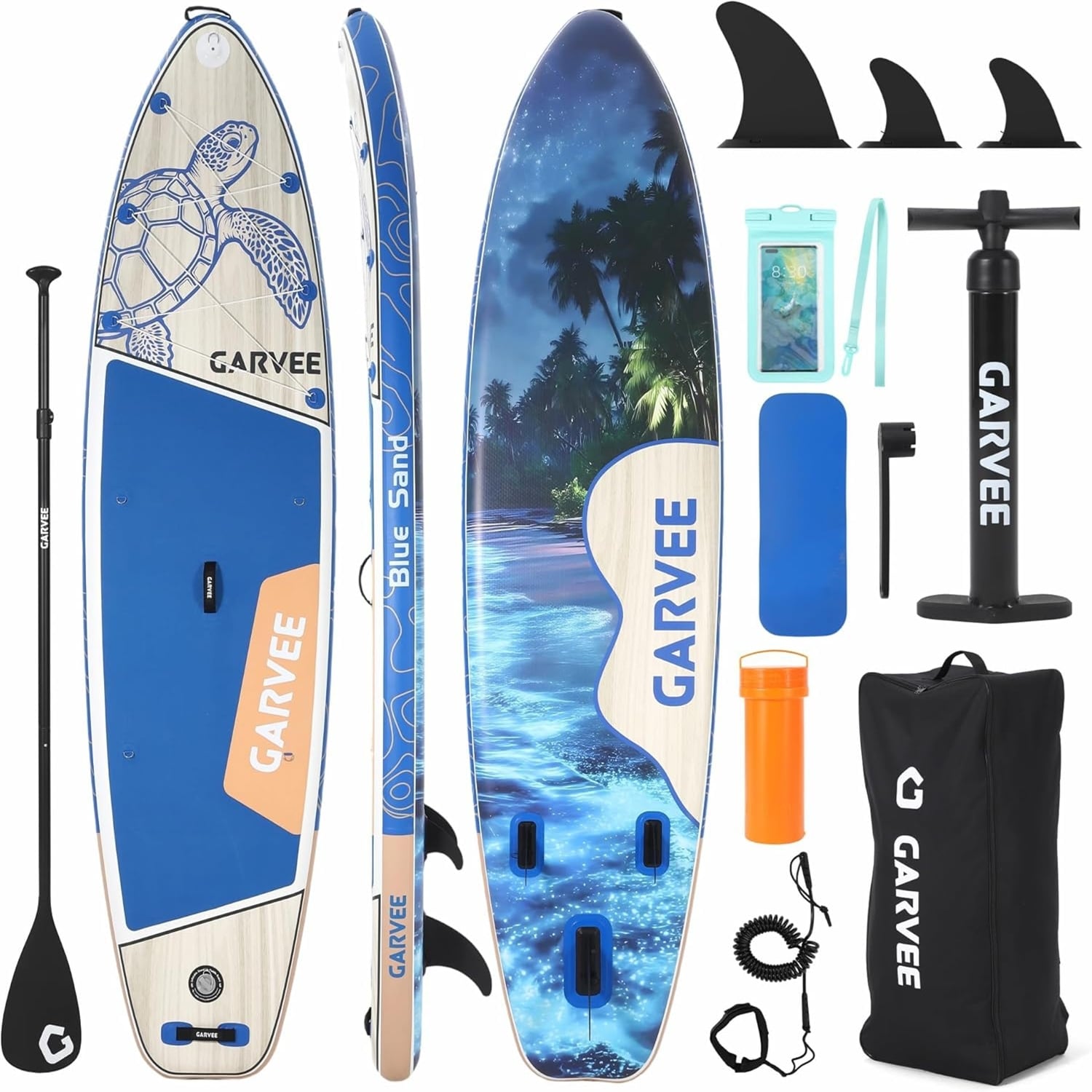 11Ft Inflatable Paddle Board  34Inch Wide 6Inch Thick High-End PVC Construction Includes Water Bag for Superior Stability Blue