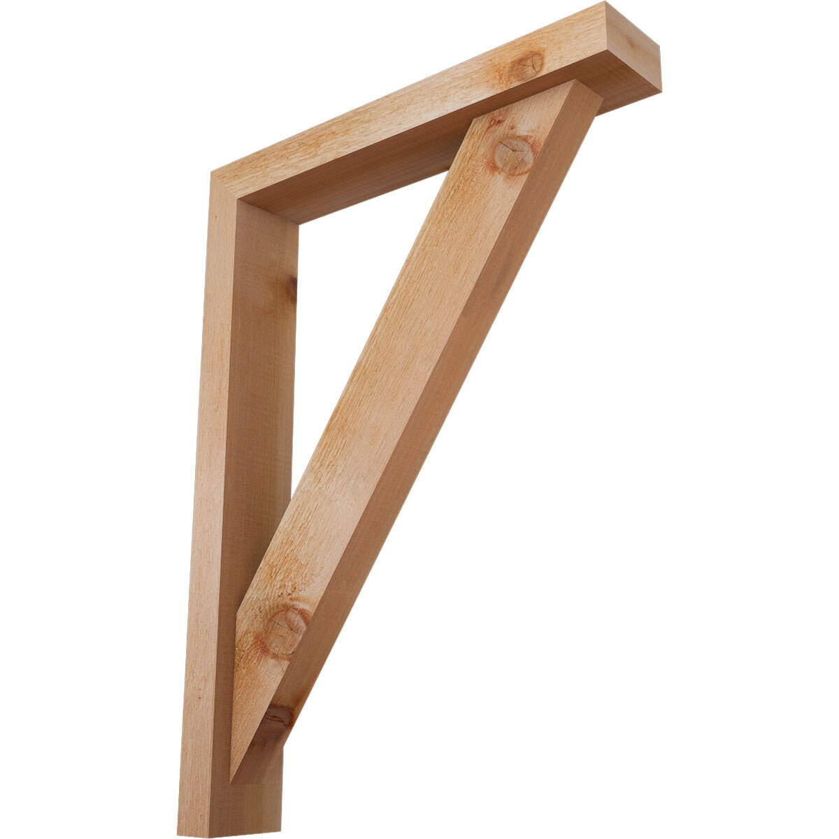 Ekena Millwork 1464722 Traditional Block Rough Sawn Bracket with Offset Brace 4-in x 22-in x 30-in Western red cedar Brown Wood Standard bracket