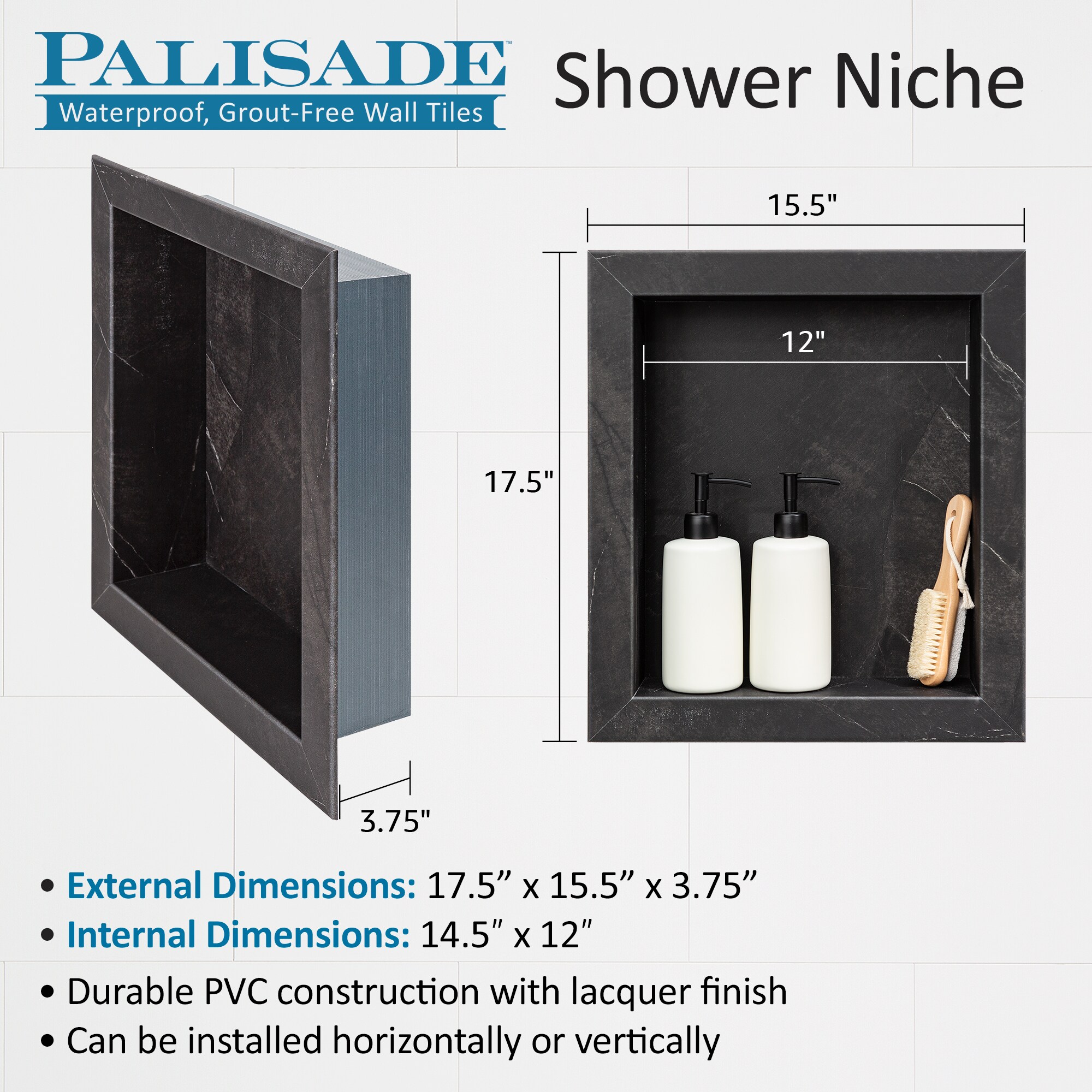 Dusty Pearl 17.5" x 15.5" PVC Shower Niche