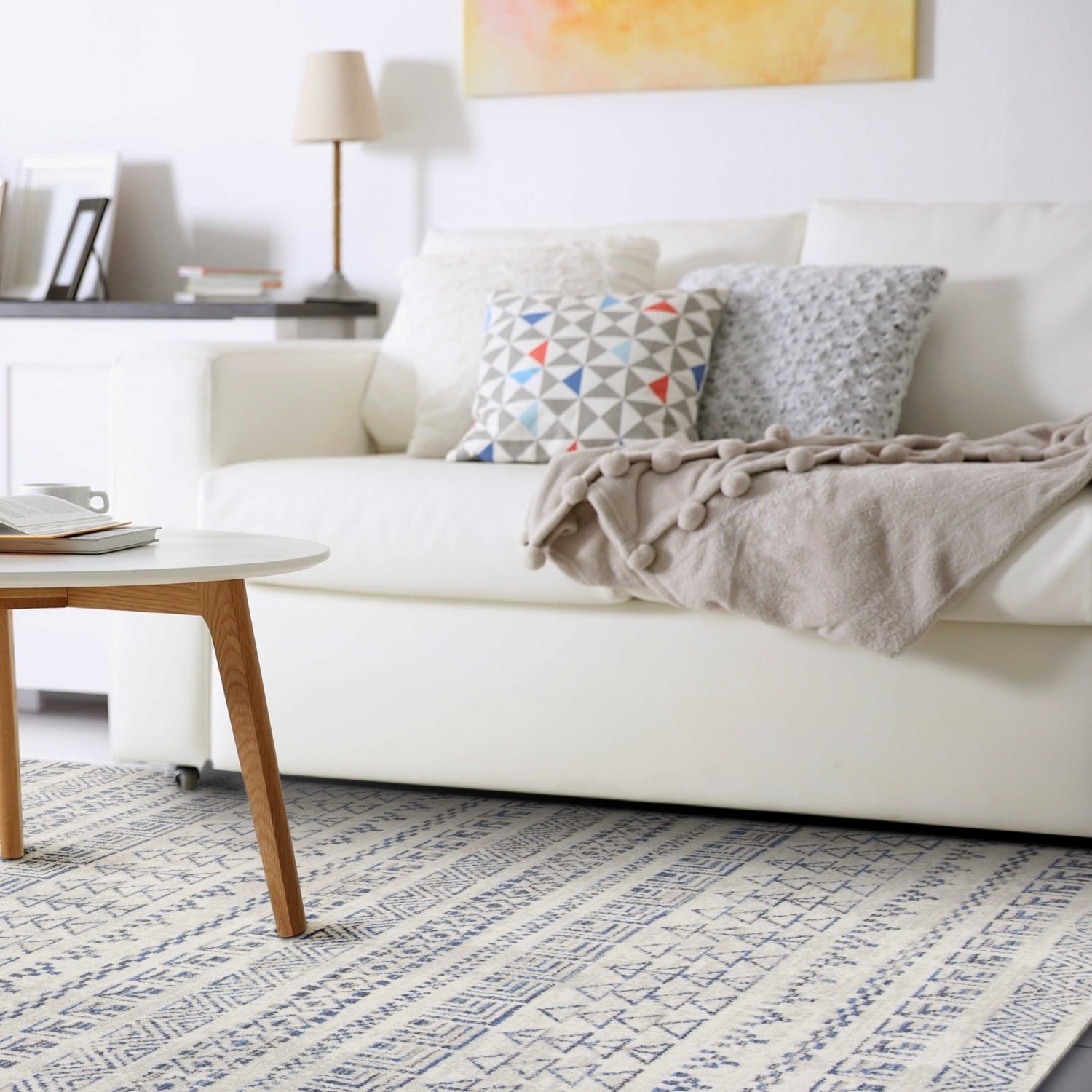 HomeRoots 352563 Bernadette 5 x 8 Rag Ivory Indoor Ikat Area Rug