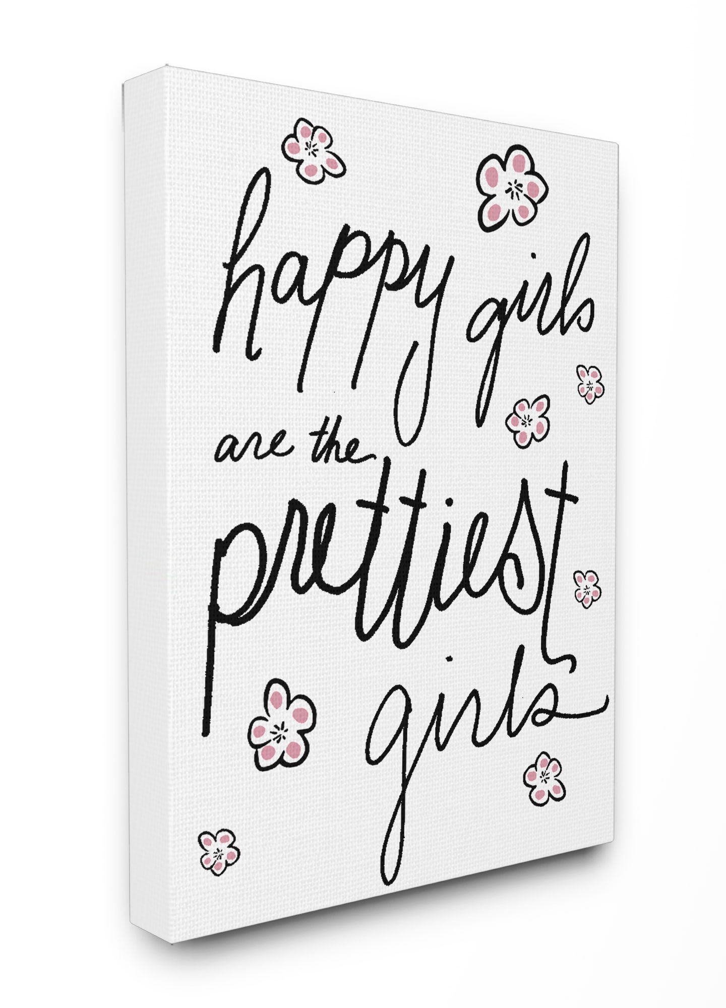Stupell Industries BRP-1905-CN-16X20 Happy Girls Are the Prettiest Girls Daphne Poselli Gallery Wrapped Canvas 20-Inches H x 16-Inches W Modern Canvas Print