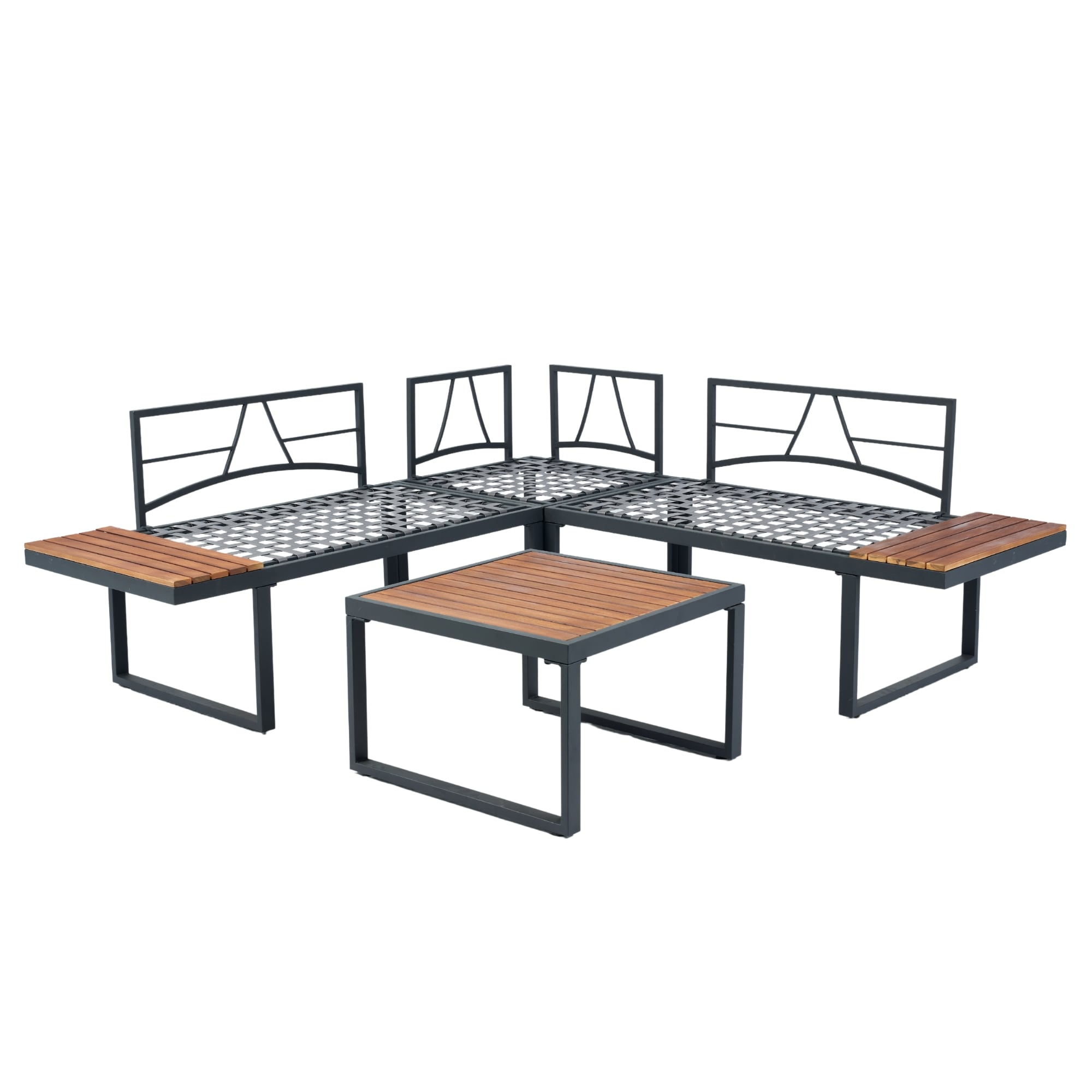 JIMSMAISON BOELEPCS15GR 4 -Piece Patio Conversation Set with Gray Cushions