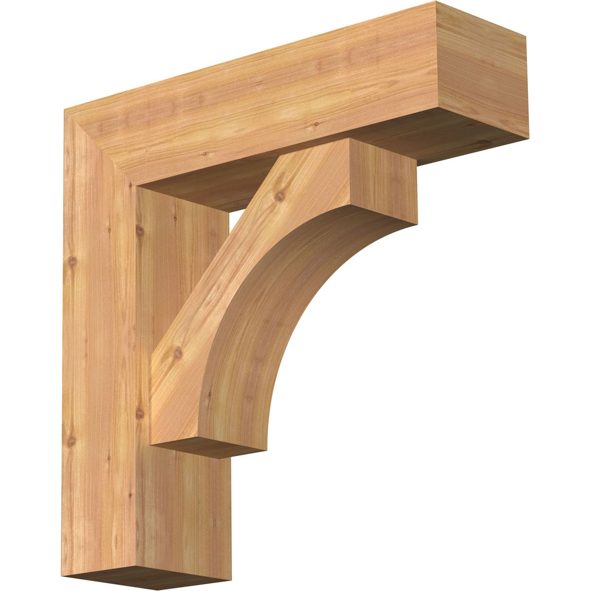 Ekena Millwork 1464478 Westlake Block Smooth Bracket with Offset Brace 7-1/2-in x 26-in x 26-in Western red cedar Brown Wood Standard bracket