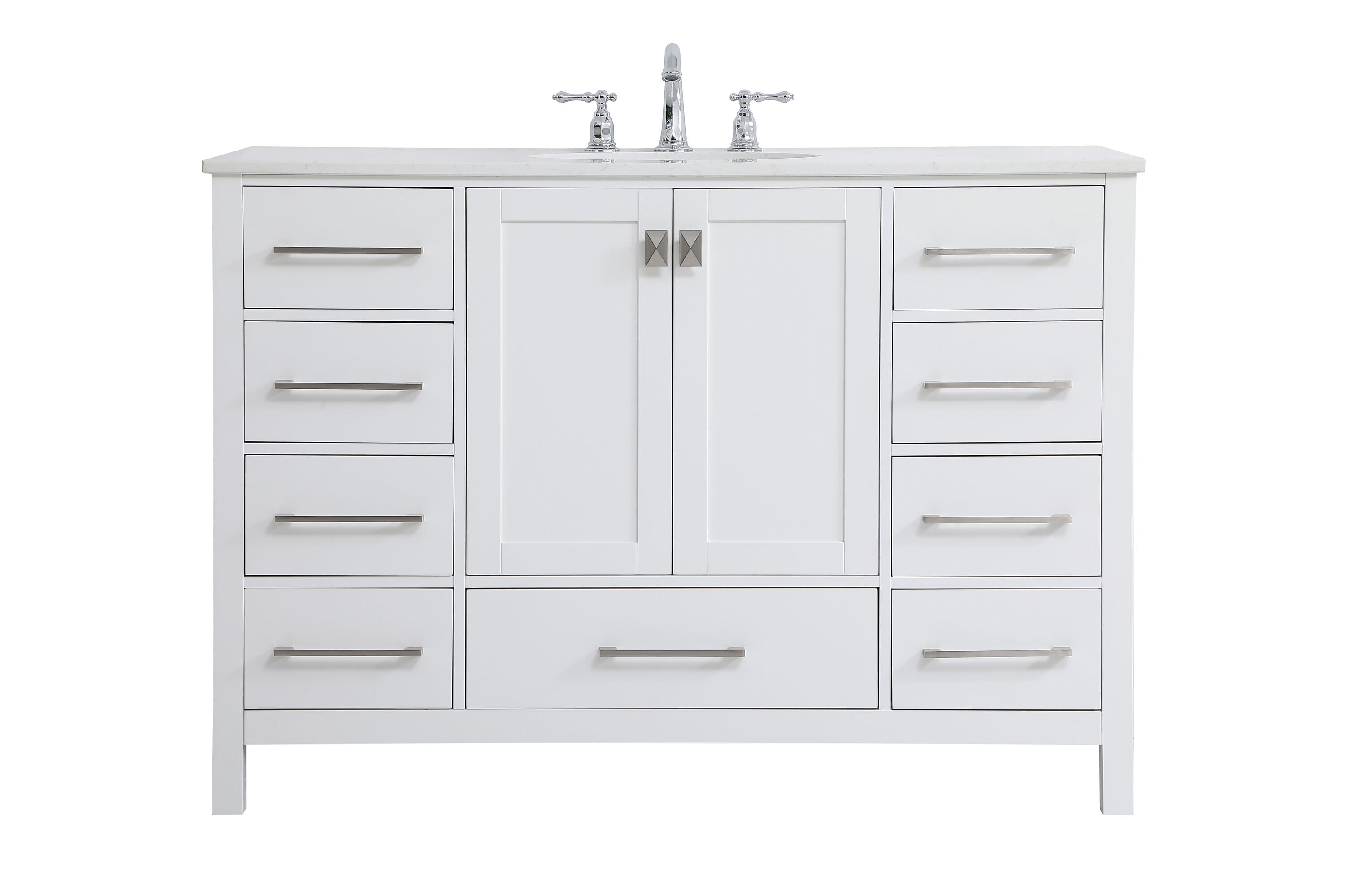 Elegant Decor FI56448WH First Impressions 48-in White Undermount Single sink Bathroom Vanity with Calacatta Quartz Engineered marble Top