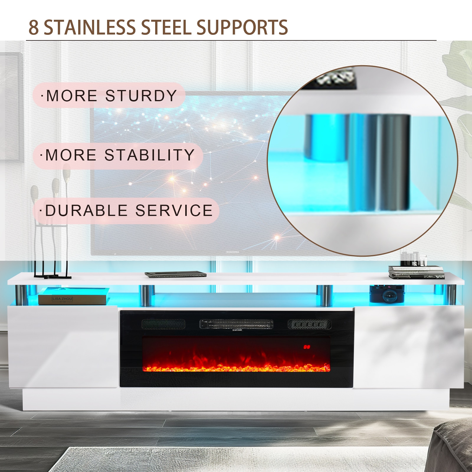 AOXUN H21014WH-80+H20023 Electric-Fireplaces - View #3